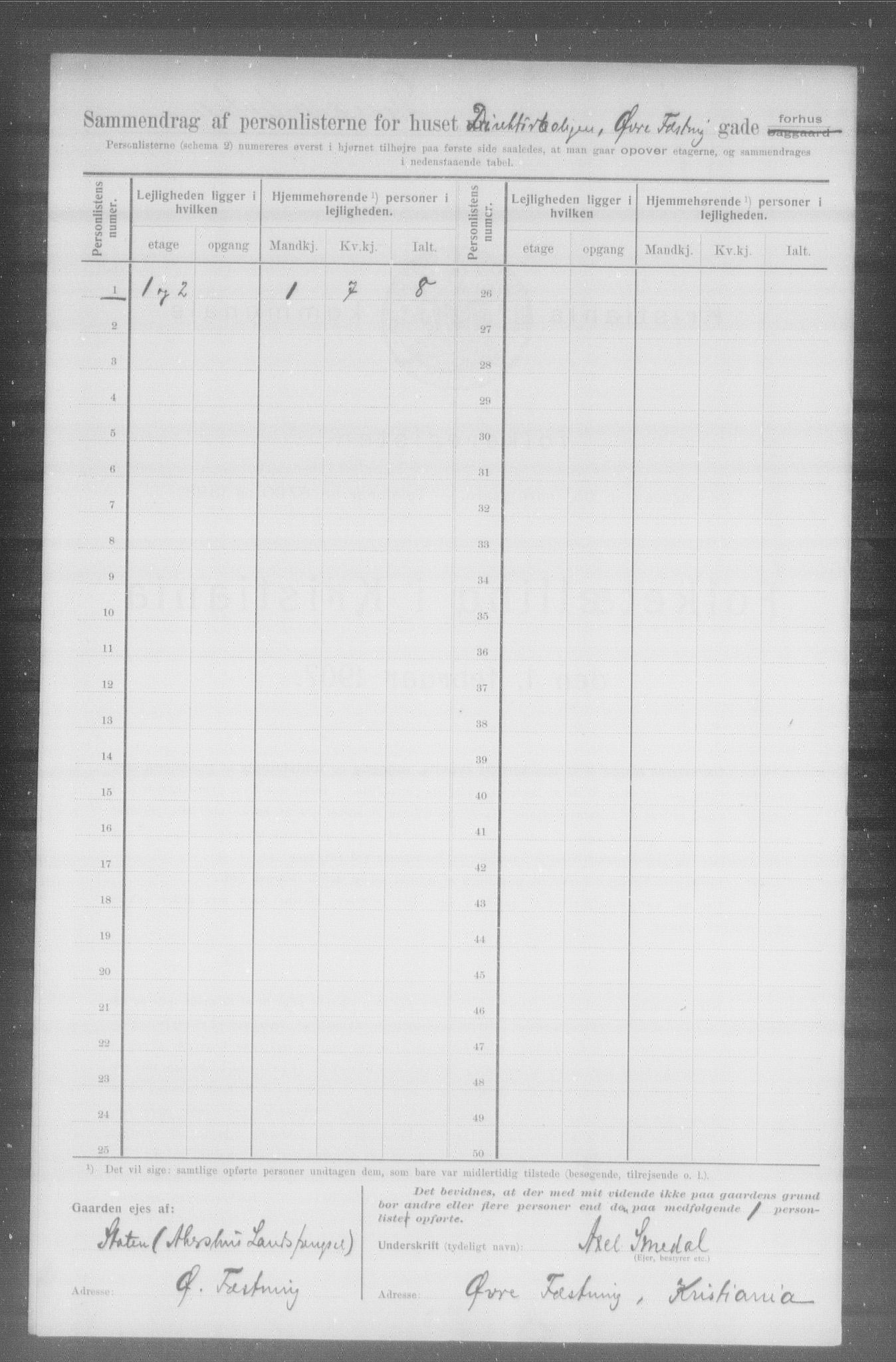 OBA, Municipal Census 1907 for Kristiania, 1907, p. 12178