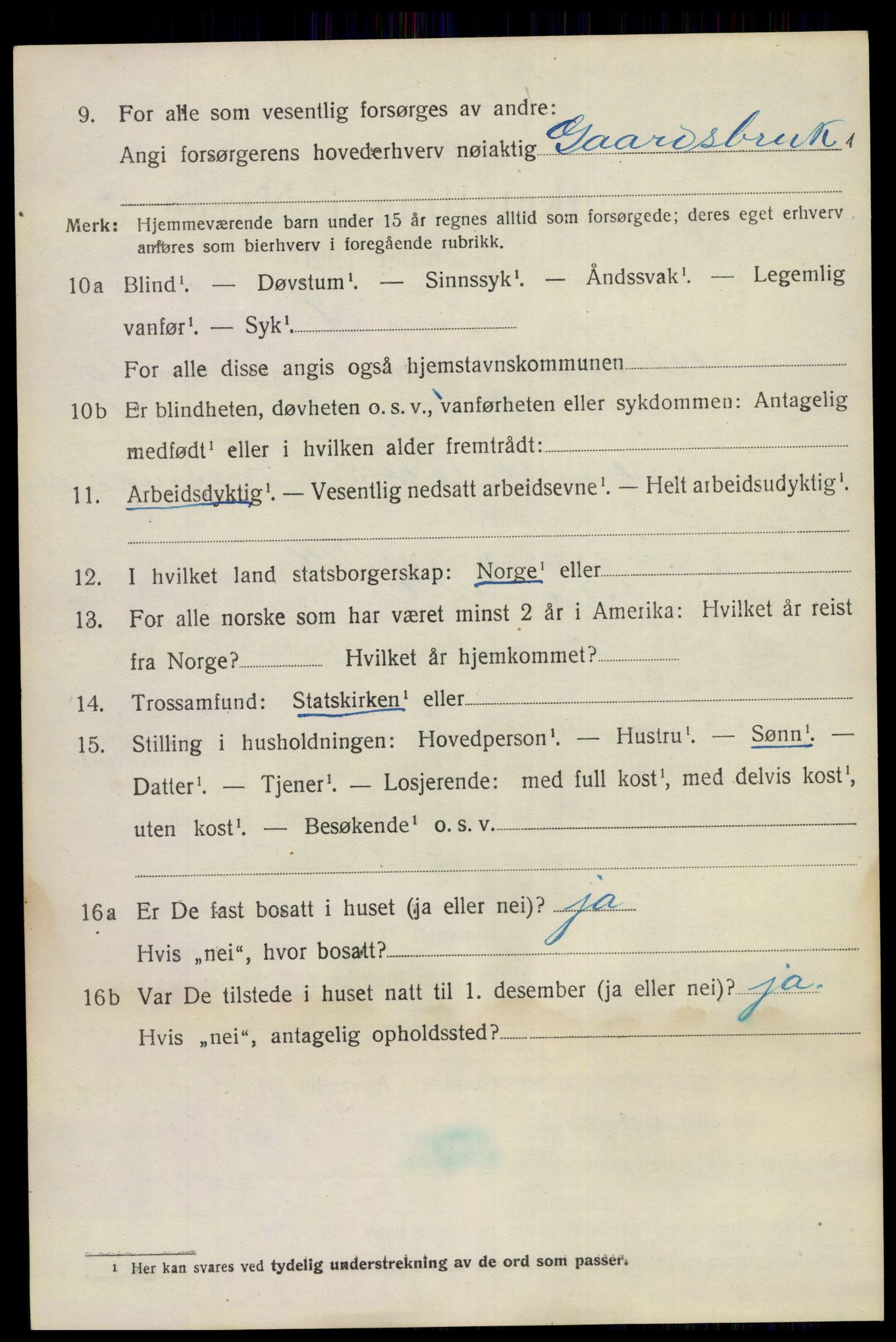 SAKO, 1920 census for Bamble, 1920, p. 8794