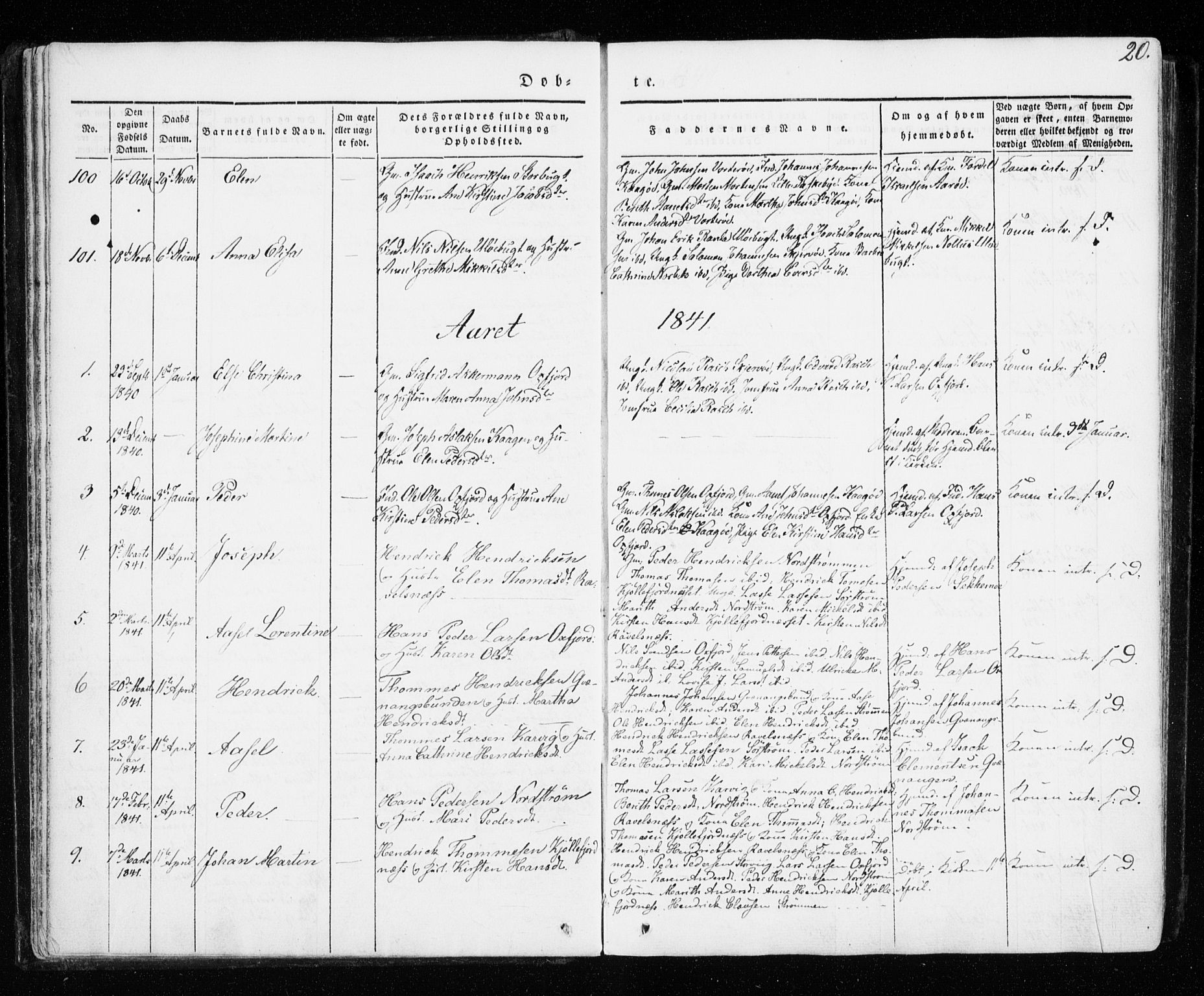 Skjervøy sokneprestkontor, SATØ/S-1300/H/Ha/Haa/L0005kirke: Parish register (official) no. 5, 1838-1847, p. 20