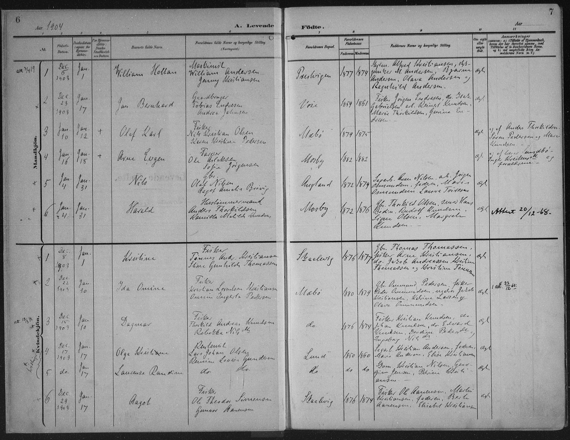 Oddernes sokneprestkontor, AV/SAK-1111-0033/F/Fa/Faa/L0011: Parish register (official) no. A 11, 1904-1911, p. 8-9