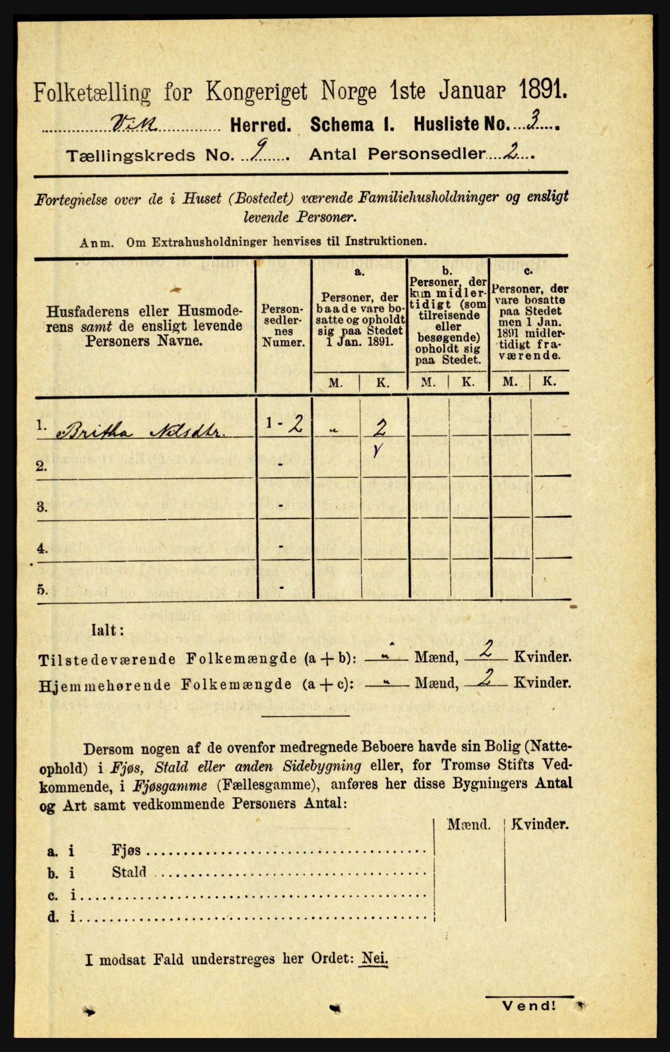 RA, 1891 census for 1417 Vik, 1891, p. 3913