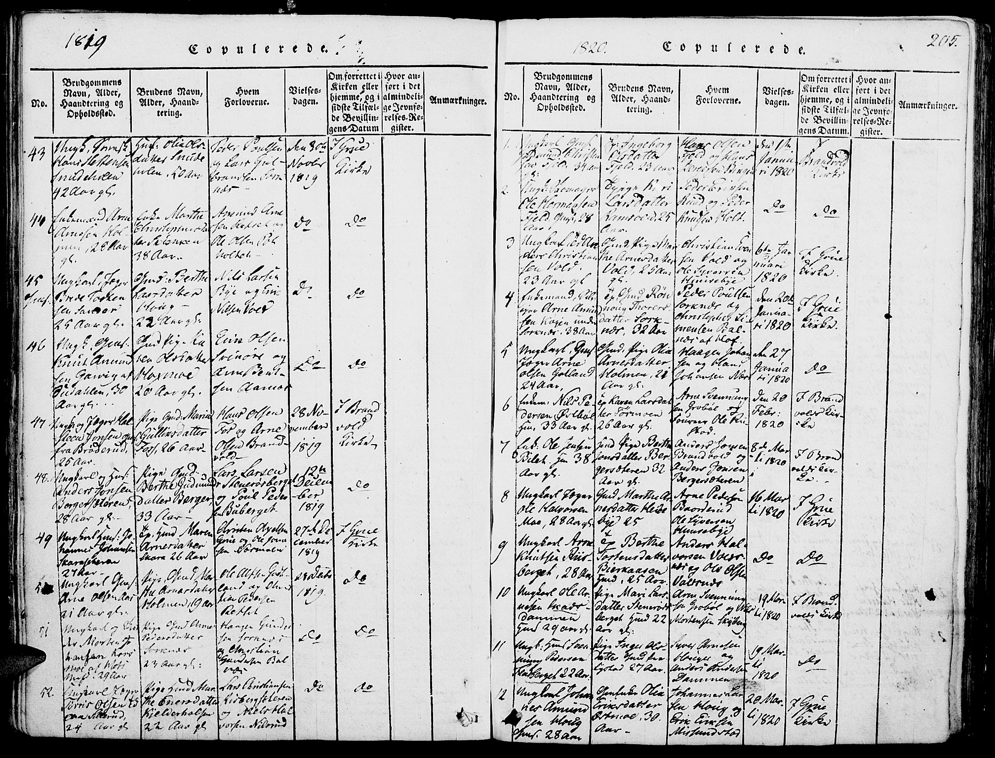 Grue prestekontor, SAH/PREST-036/H/Ha/Haa/L0006: Parish register (official) no. 6, 1814-1830, p. 205
