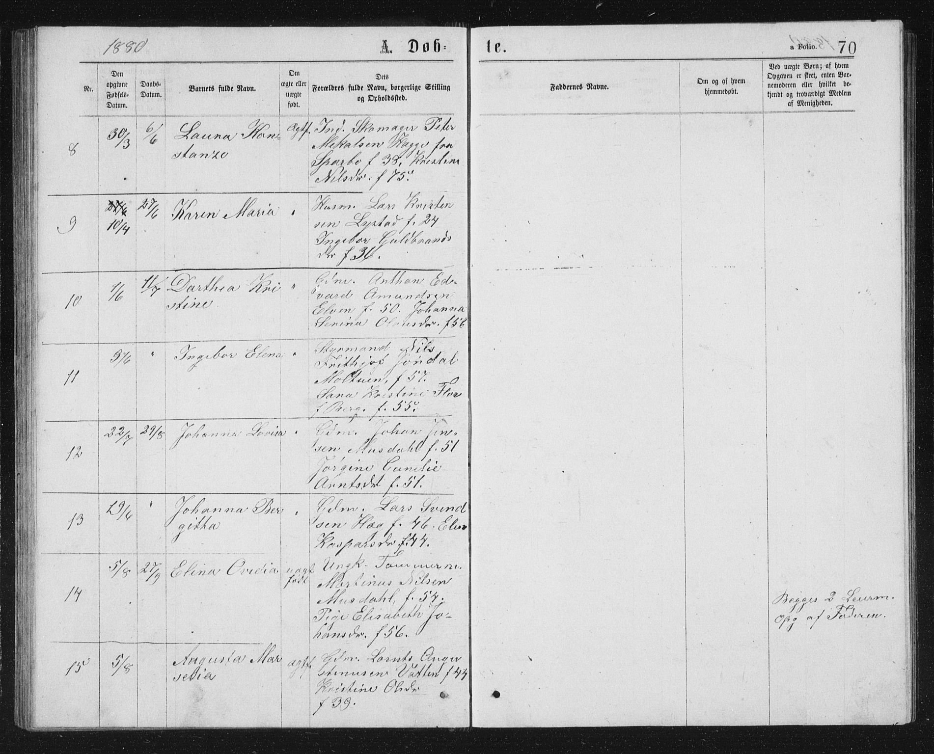 Ministerialprotokoller, klokkerbøker og fødselsregistre - Sør-Trøndelag, SAT/A-1456/662/L0756: Parish register (copy) no. 662C01, 1869-1891, p. 70