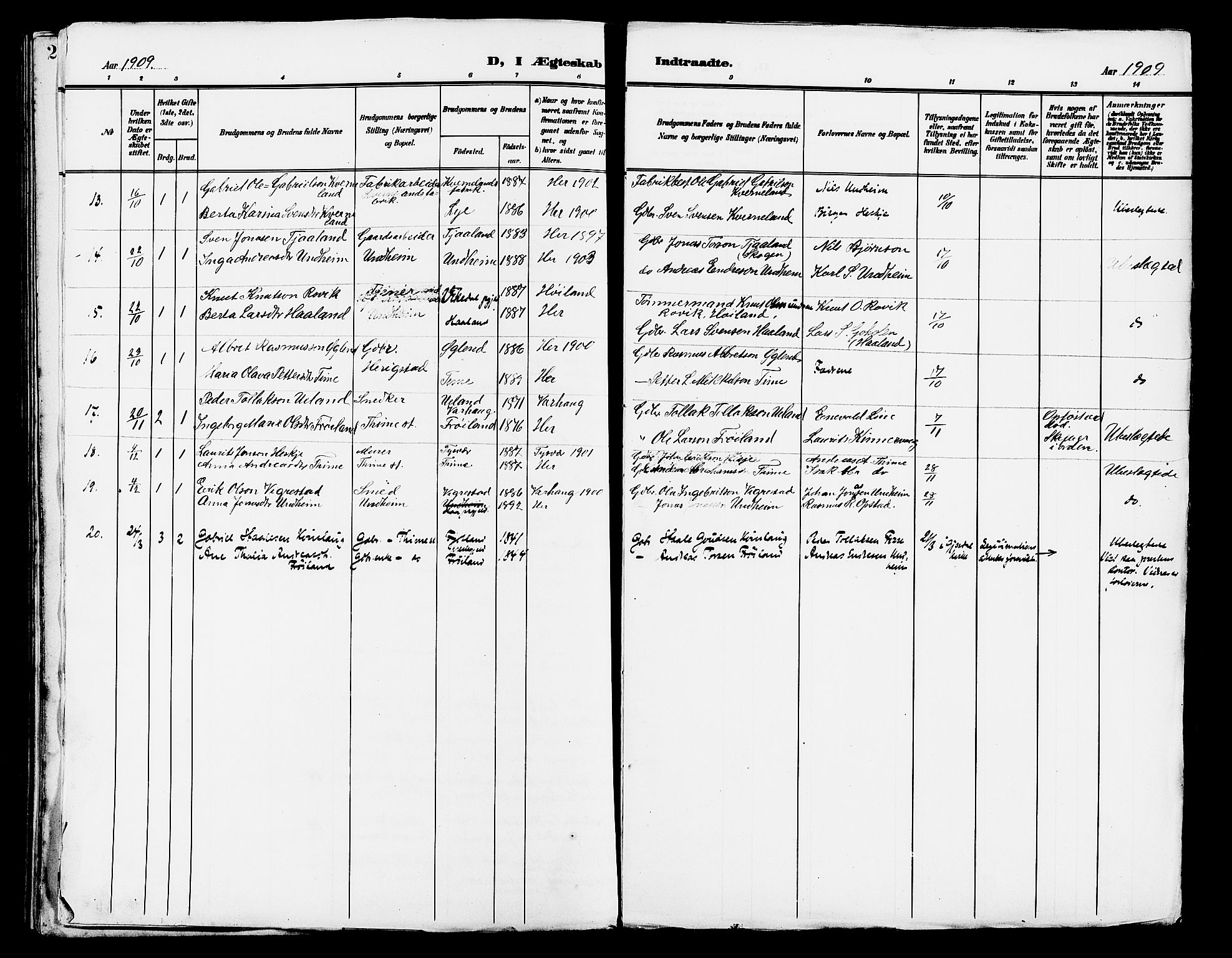 Lye sokneprestkontor, AV/SAST-A-101794/001/30BB/L0007: Parish register (copy) no. B 8, 1889-1909