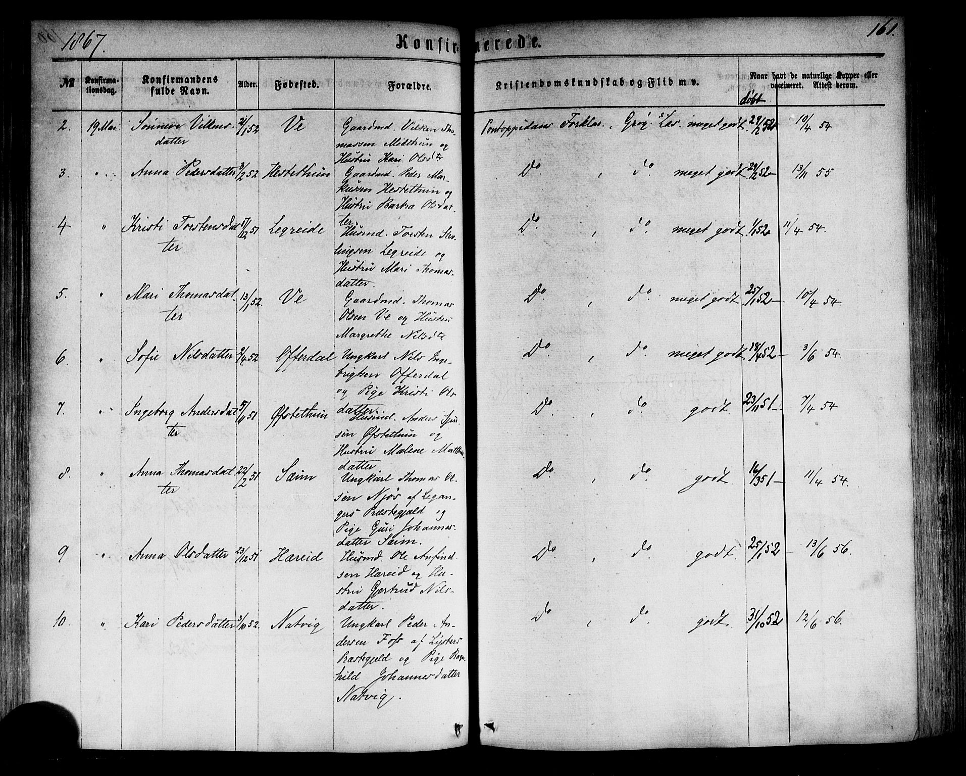 Årdal sokneprestembete, SAB/A-81701: Parish register (official) no. A 3, 1863-1886, p. 161