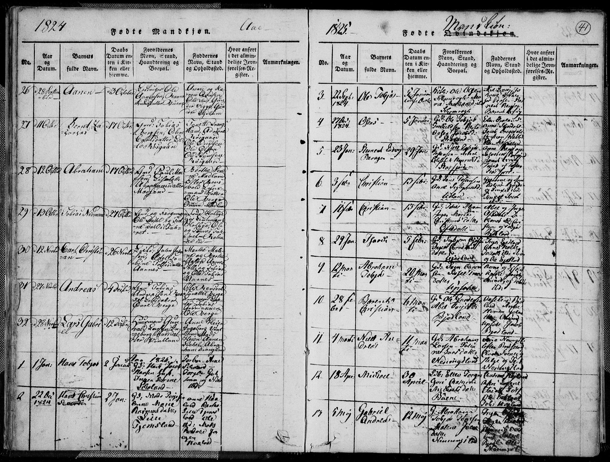 Lyngdal sokneprestkontor, AV/SAK-1111-0029/F/Fa/Fac/L0006: Parish register (official) no. A 6, 1815-1825, p. 41