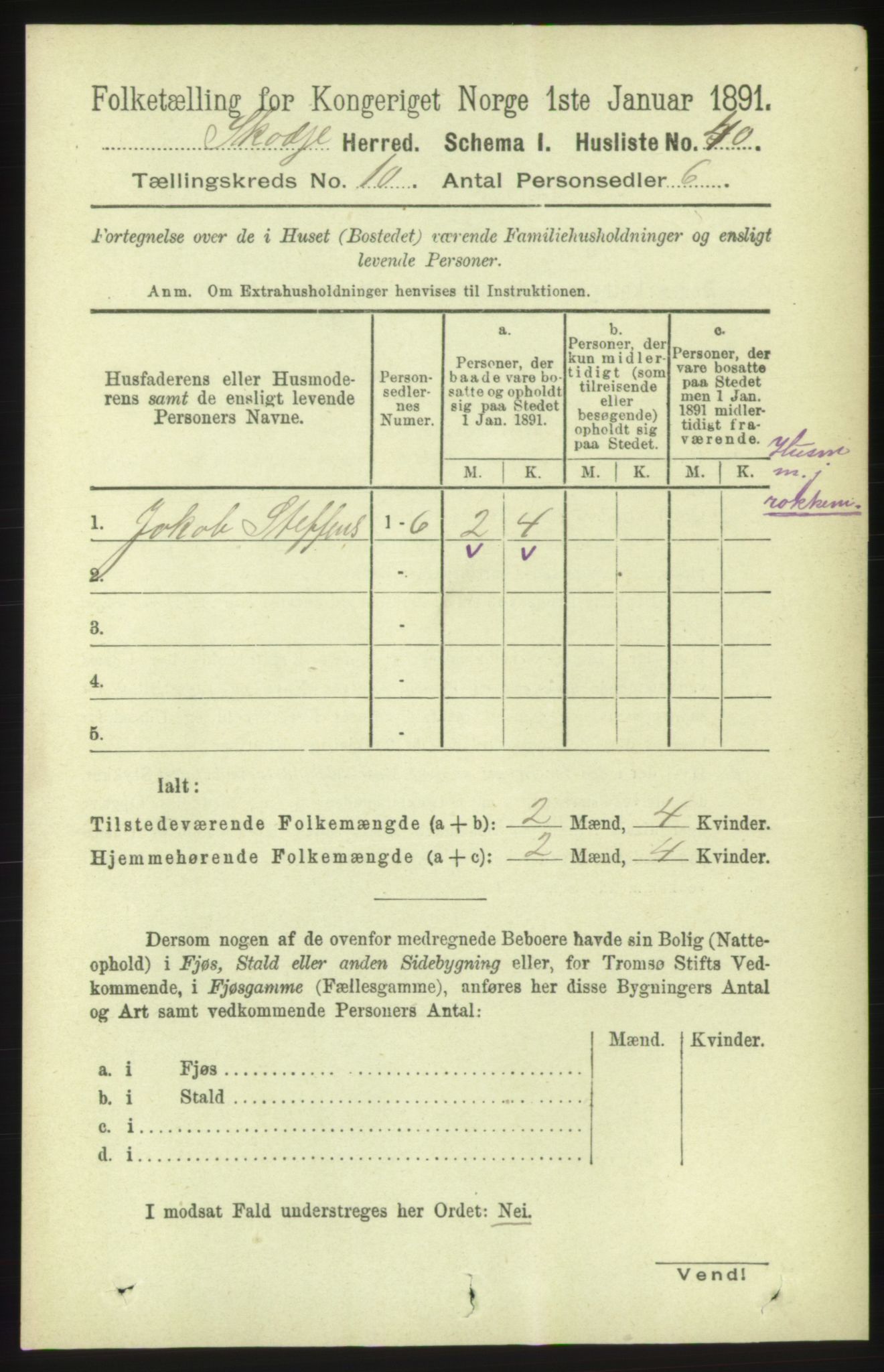 RA, 1891 census for 1529 Skodje, 1891, p. 1999