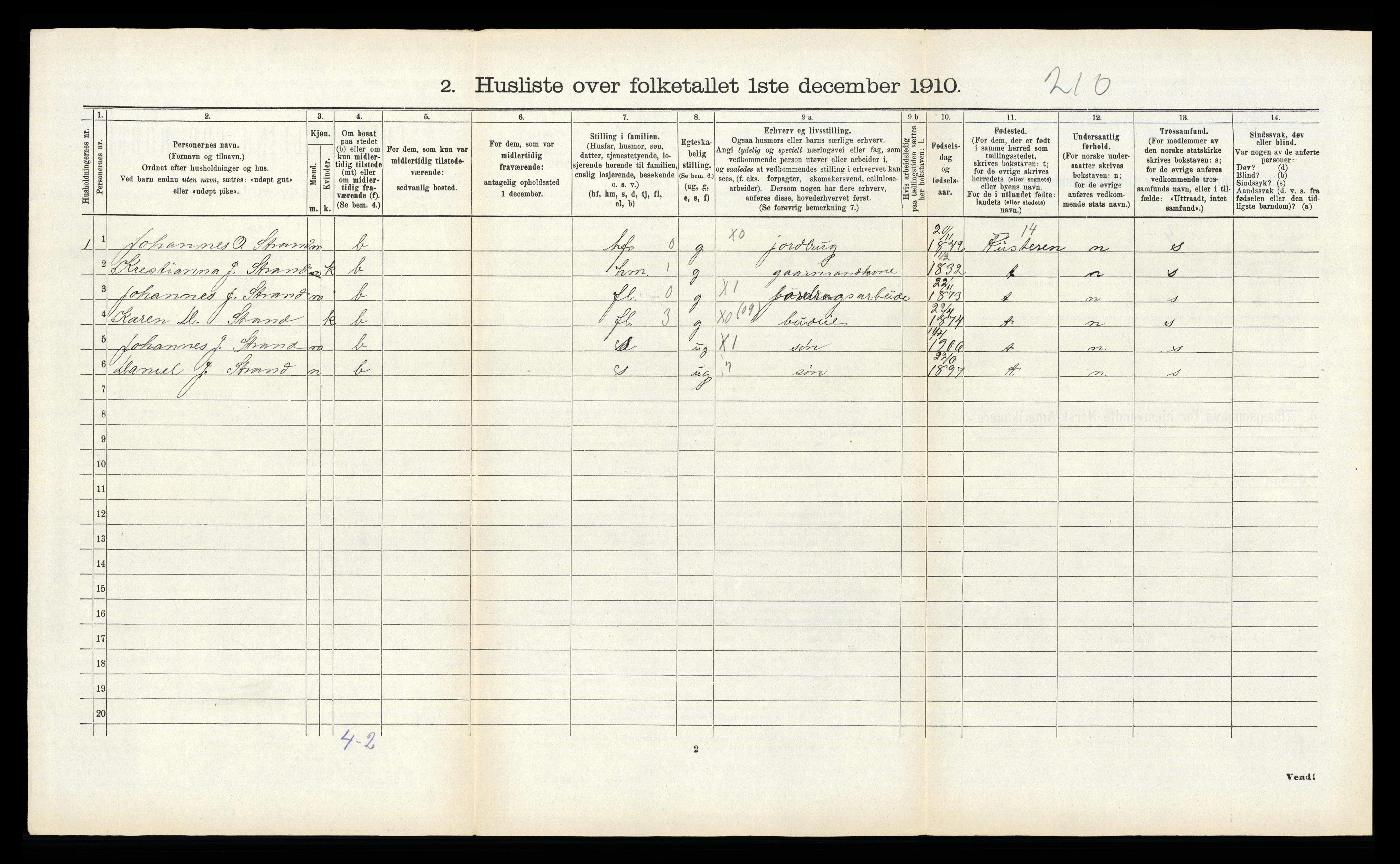 RA, 1910 census for Halsa, 1910, p. 390