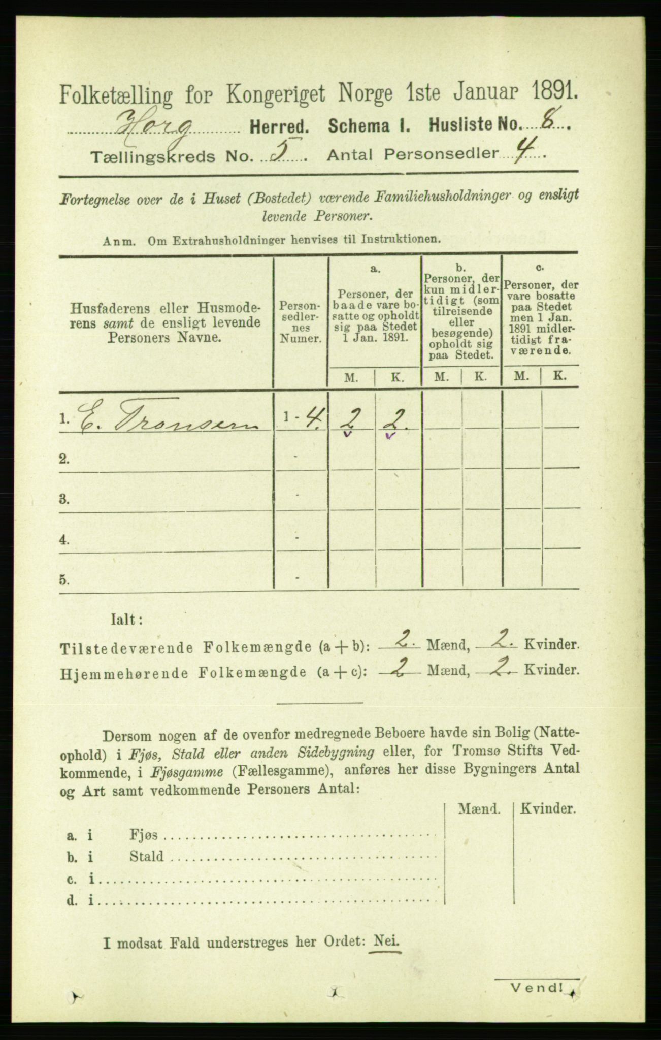 RA, 1891 census for 1650 Horg, 1891, p. 1860