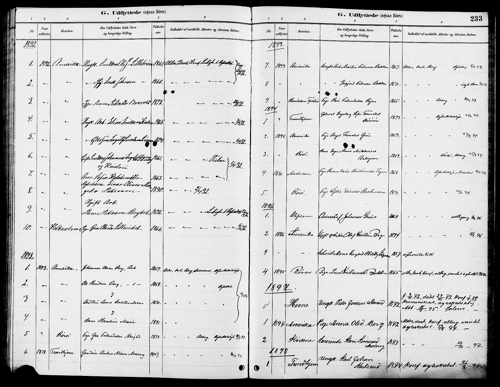 Tolga prestekontor, AV/SAH-PREST-062/L/L0008: Parish register (copy) no. 8, 1887-1912, p. 233