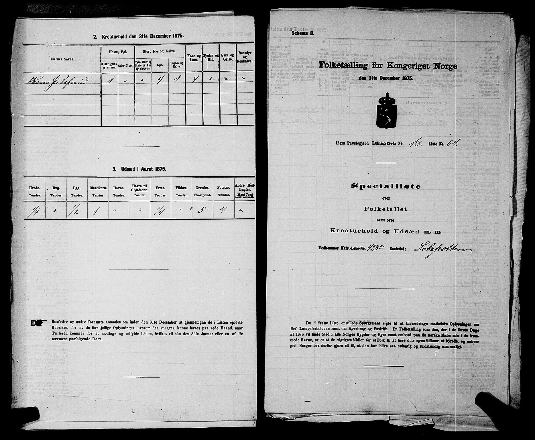 SAKO, 1875 census for 0626P Lier, 1875, p. 2426