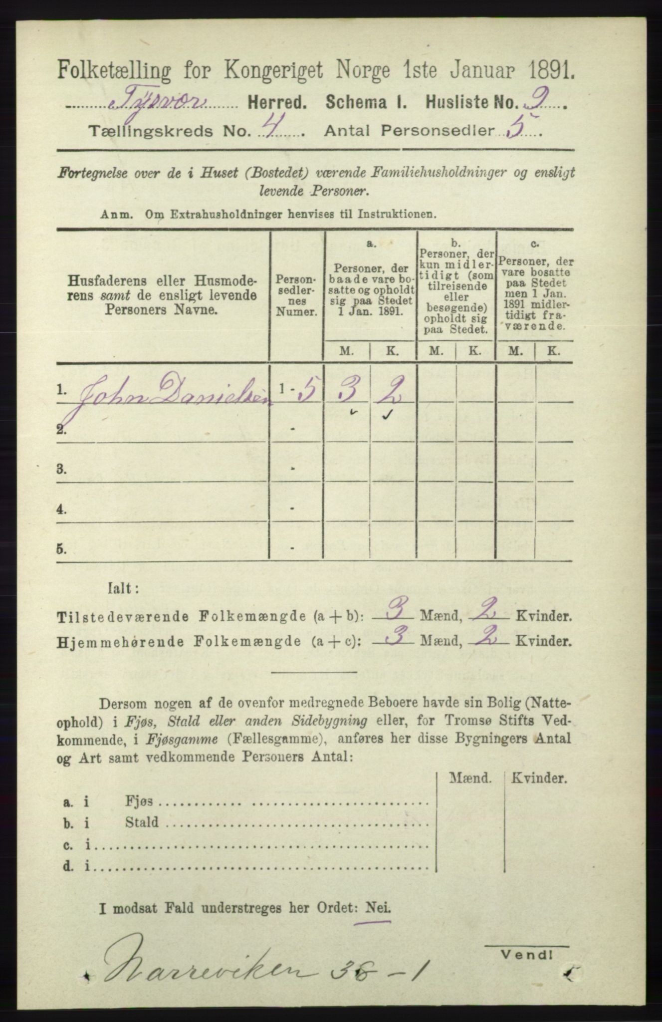 RA, 1891 census for 1146 Tysvær, 1891, p. 1459