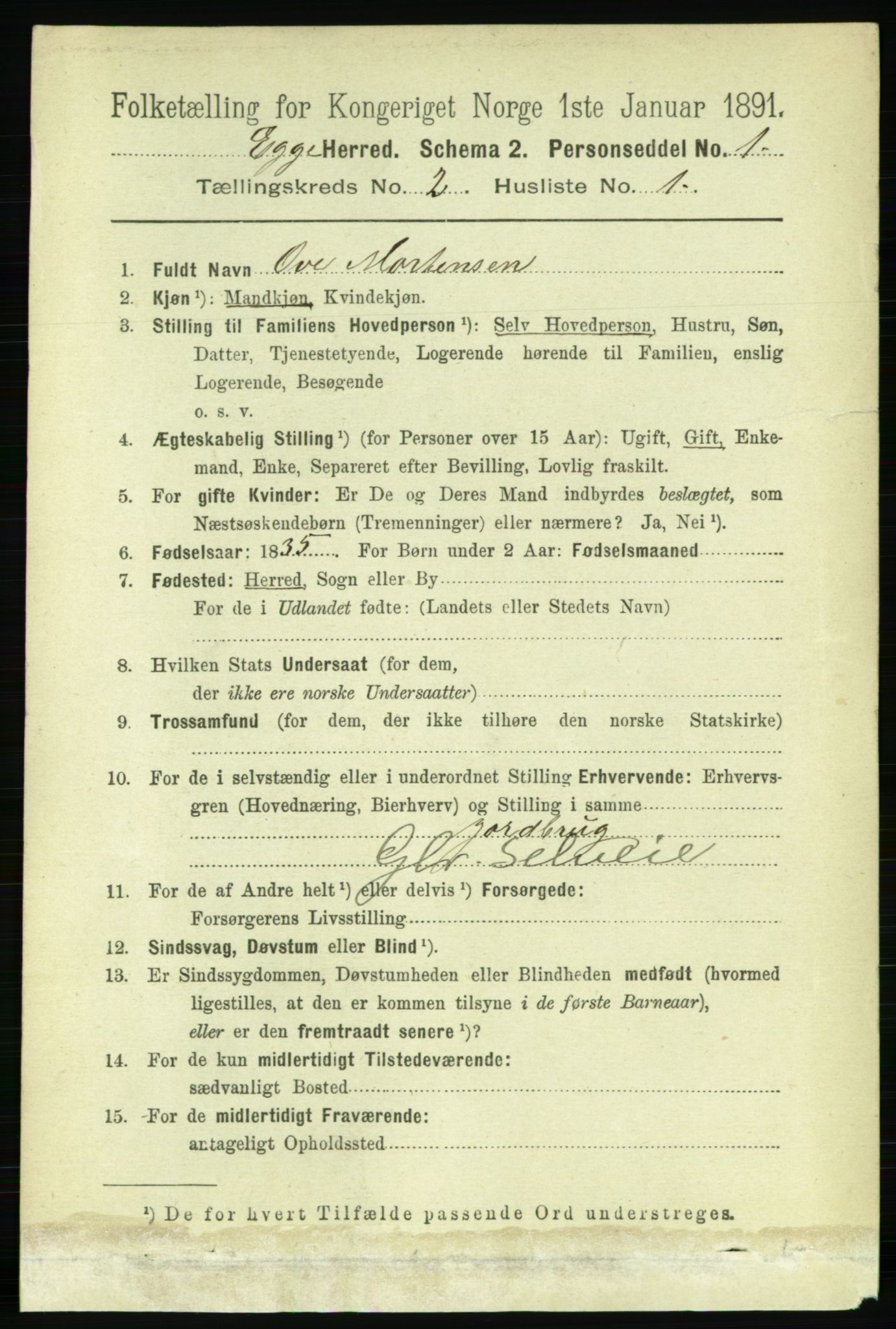 RA, 1891 census for 1733 Egge, 1891, p. 504