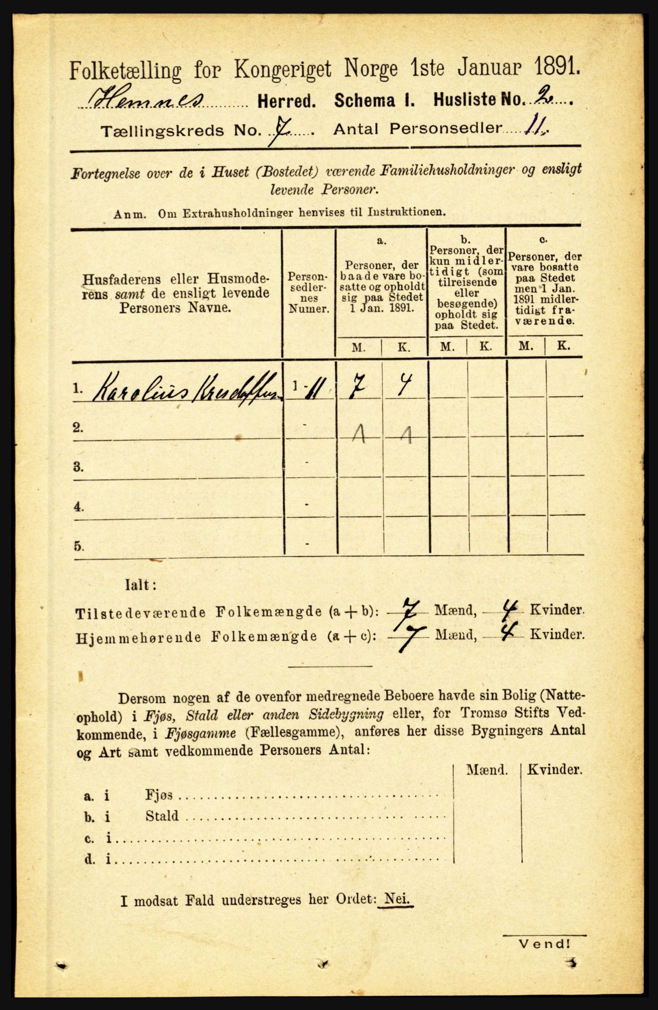 RA, 1891 census for 1832 Hemnes, 1891, p. 3208