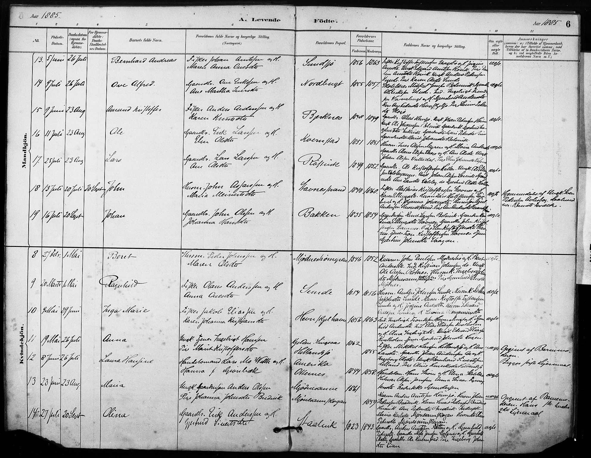 Ministerialprotokoller, klokkerbøker og fødselsregistre - Sør-Trøndelag, AV/SAT-A-1456/633/L0518: Parish register (official) no. 633A01, 1884-1906, p. 6