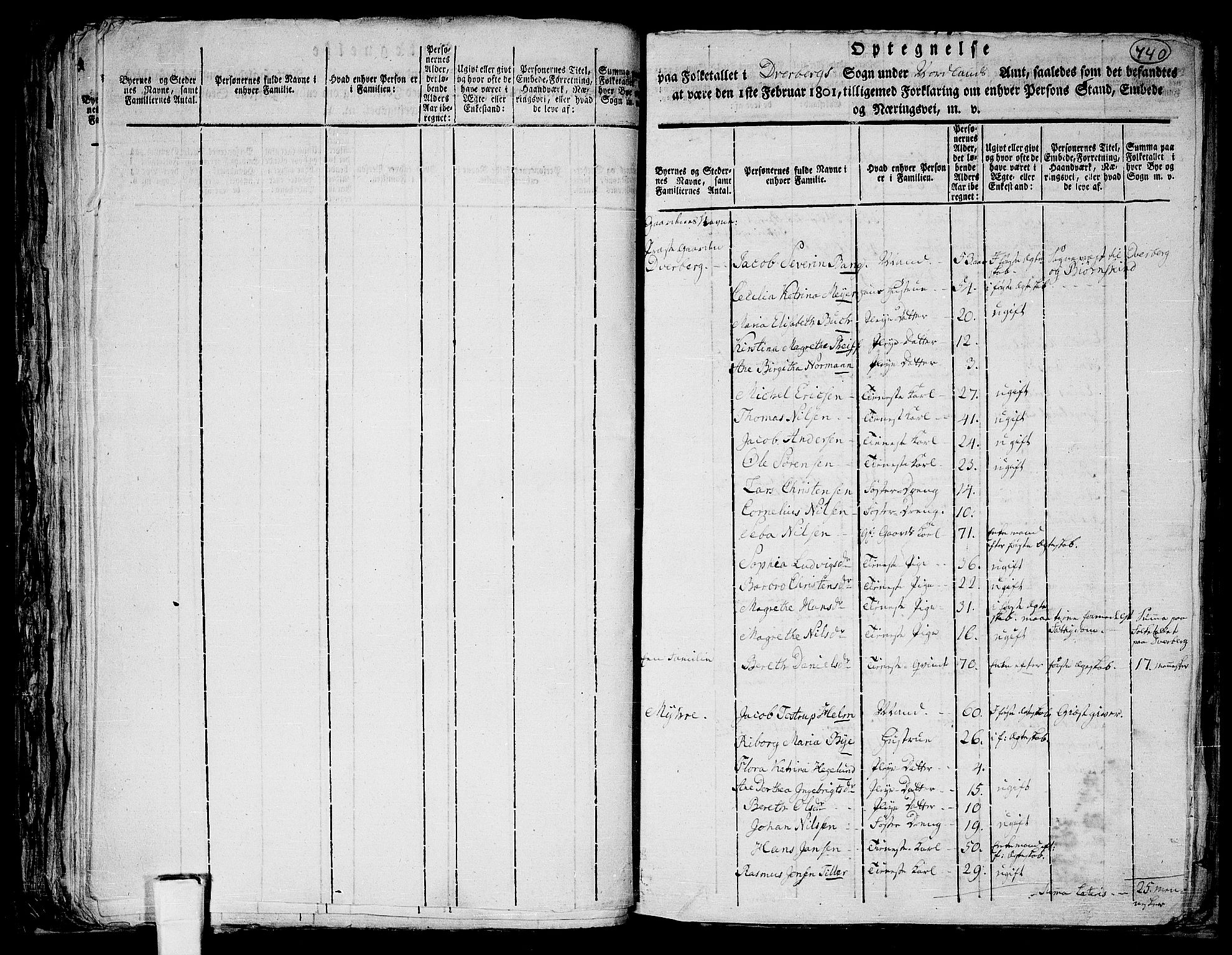 RA, 1801 census for 1872P Dverberg, 1801, p. 740a