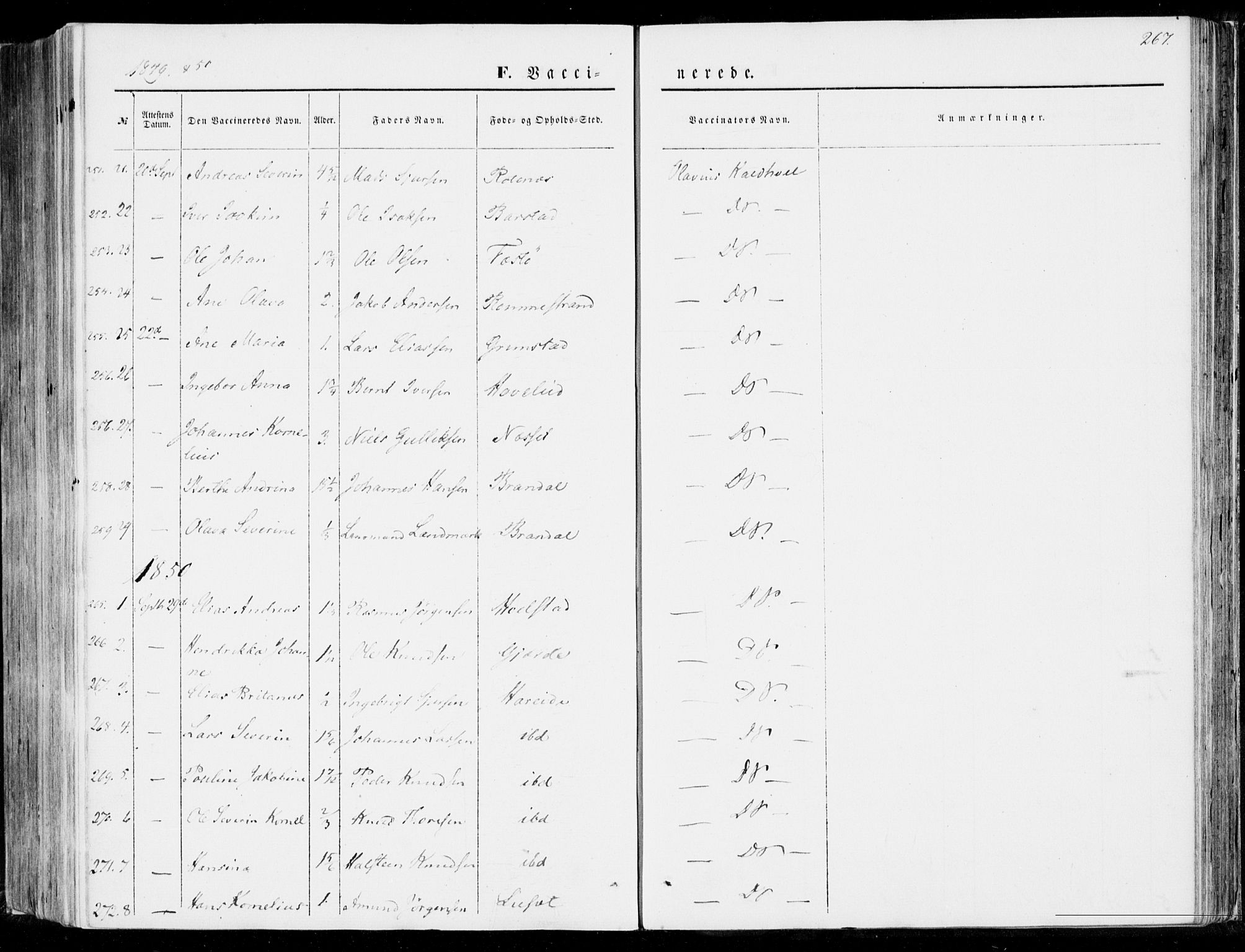 Ministerialprotokoller, klokkerbøker og fødselsregistre - Møre og Romsdal, SAT/A-1454/510/L0121: Parish register (official) no. 510A01, 1848-1877, p. 267