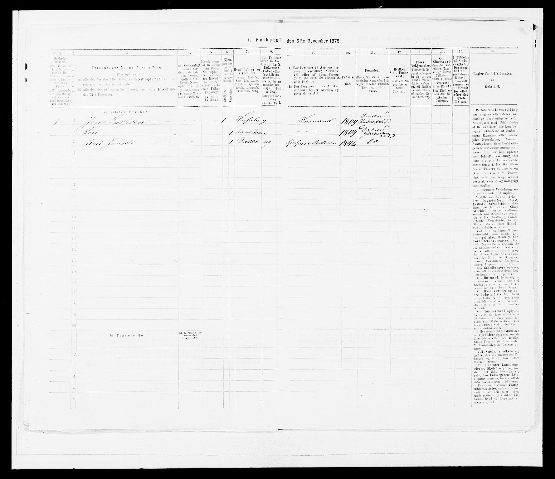 SAB, 1875 census for 1429P Ytre Holmedal, 1875, p. 275