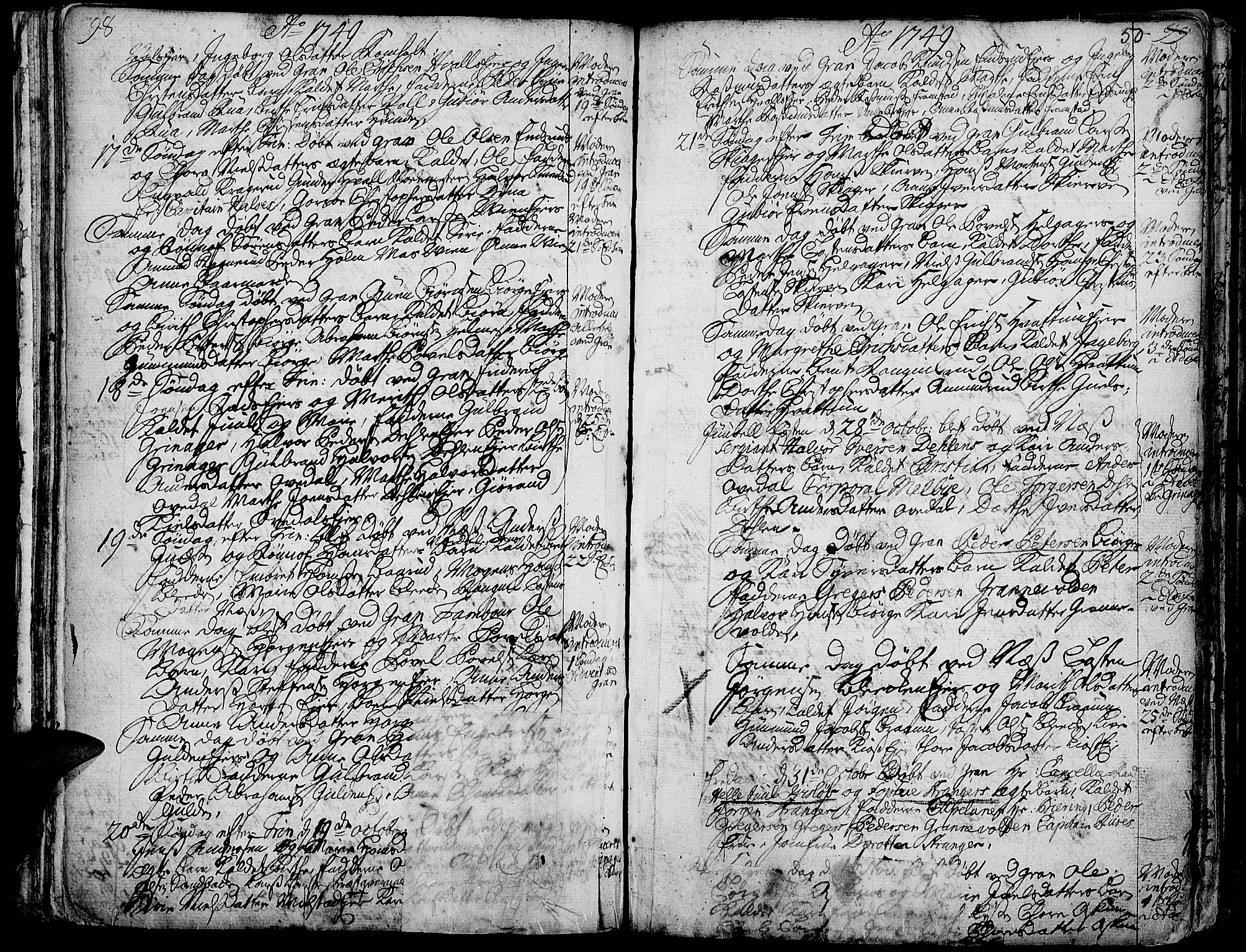 Gran prestekontor, SAH/PREST-112/H/Ha/Haa/L0003: Parish register (official) no. 3, 1745-1758, p. 50