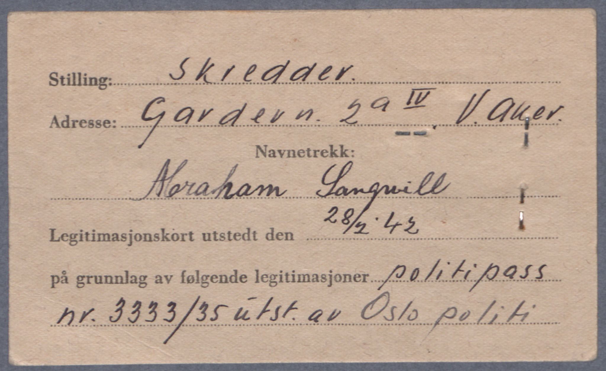 Sosialdepartementet, Våre Falne, AV/RA-S-1708/E/Ee/L0021A: Fotografier av jøder på legitimasjonskort (1941-42), 1941-1942, p. 304