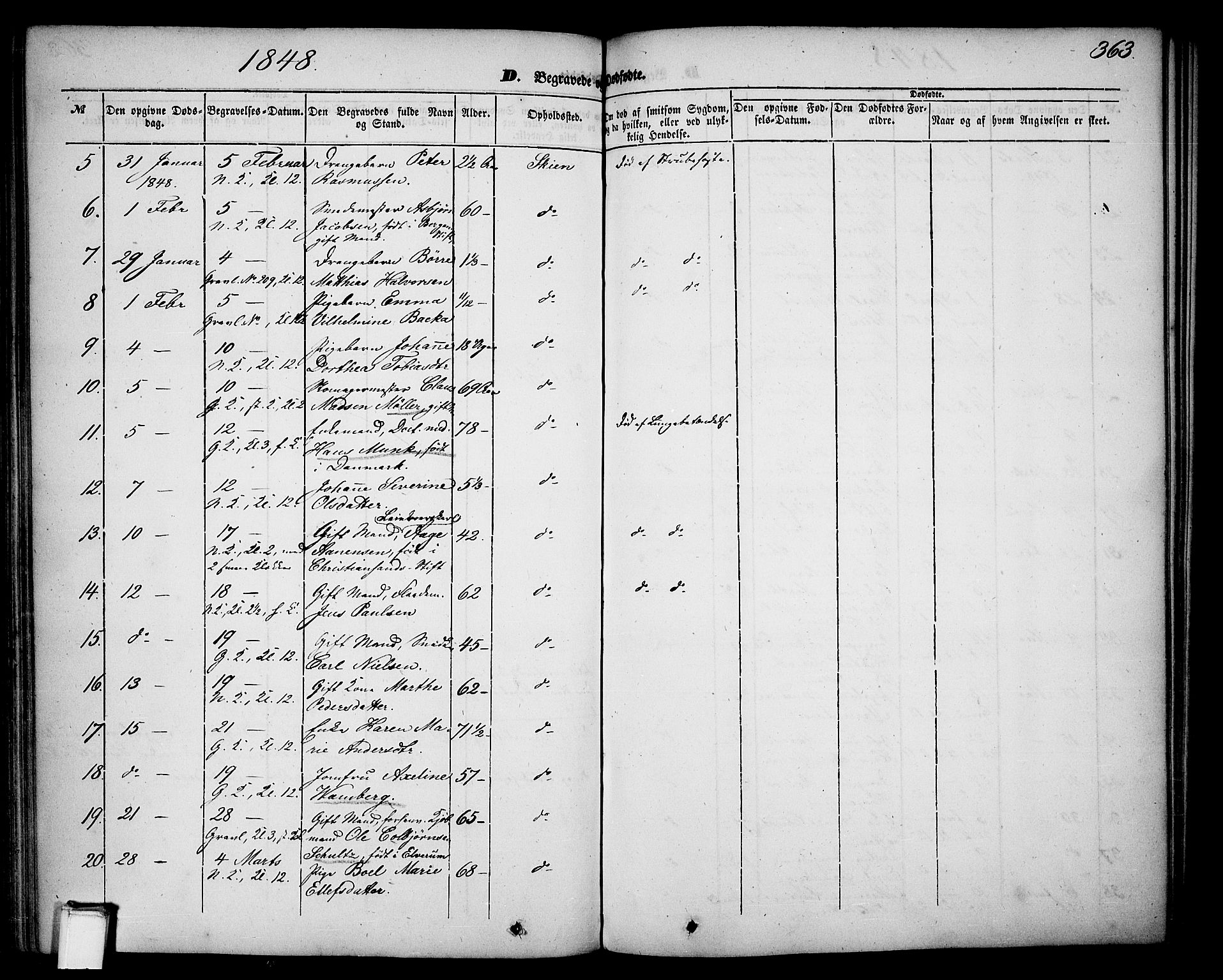 Skien kirkebøker, SAKO/A-302/G/Ga/L0004: Parish register (copy) no. 4, 1843-1867, p. 363