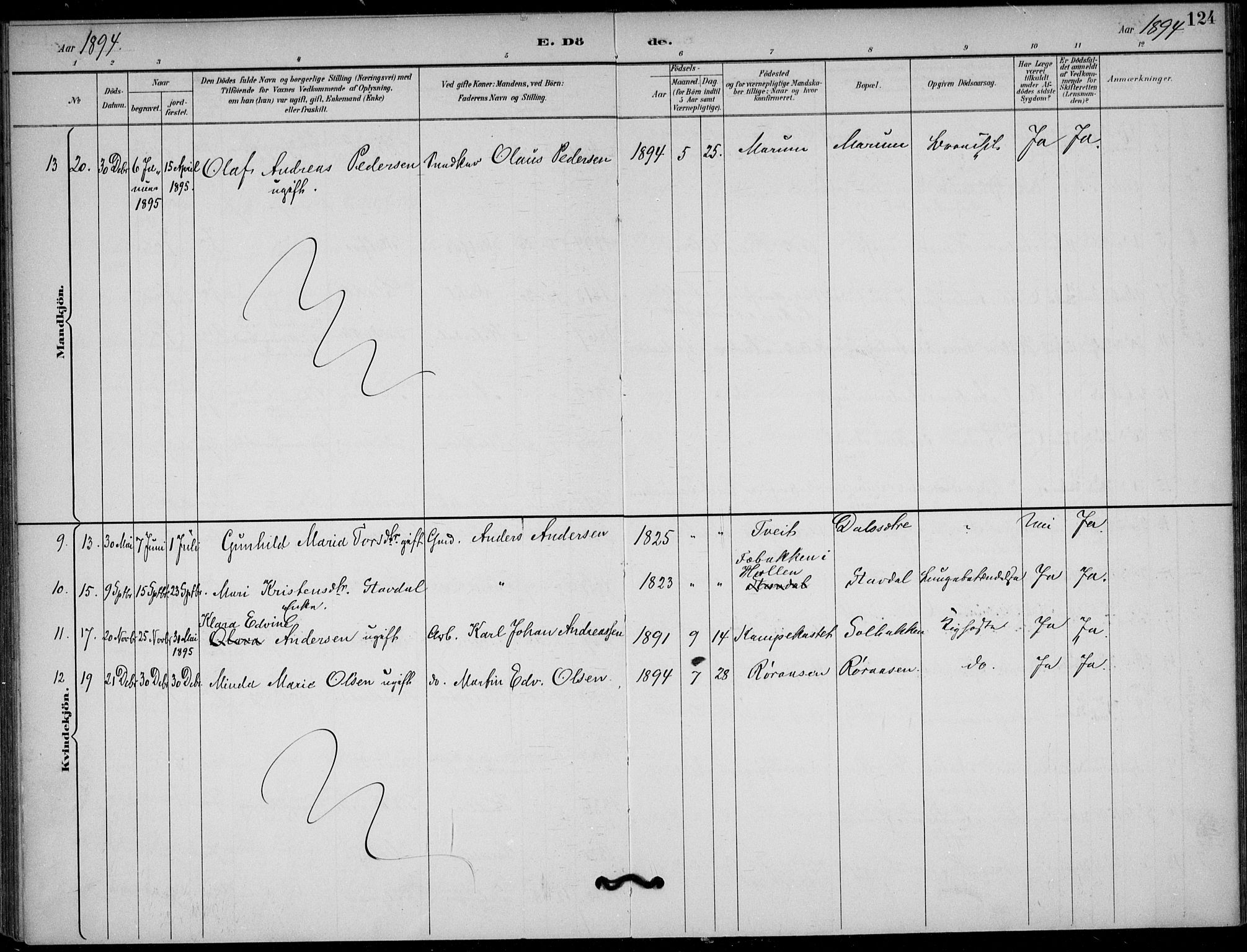 Solum kirkebøker, SAKO/A-306/F/Fb/L0002: Parish register (official) no. II 2, 1893-1901, p. 124