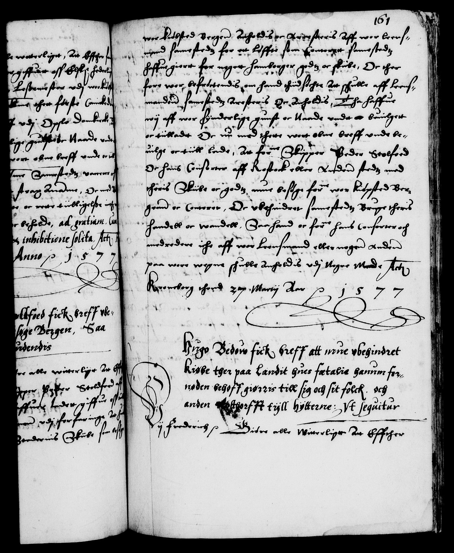 Danske Kanselli 1572-1799, AV/RA-EA-3023/F/Fc/Fca/Fcaa/L0001: Norske registre (mikrofilm), 1572-1588, p. 161a
