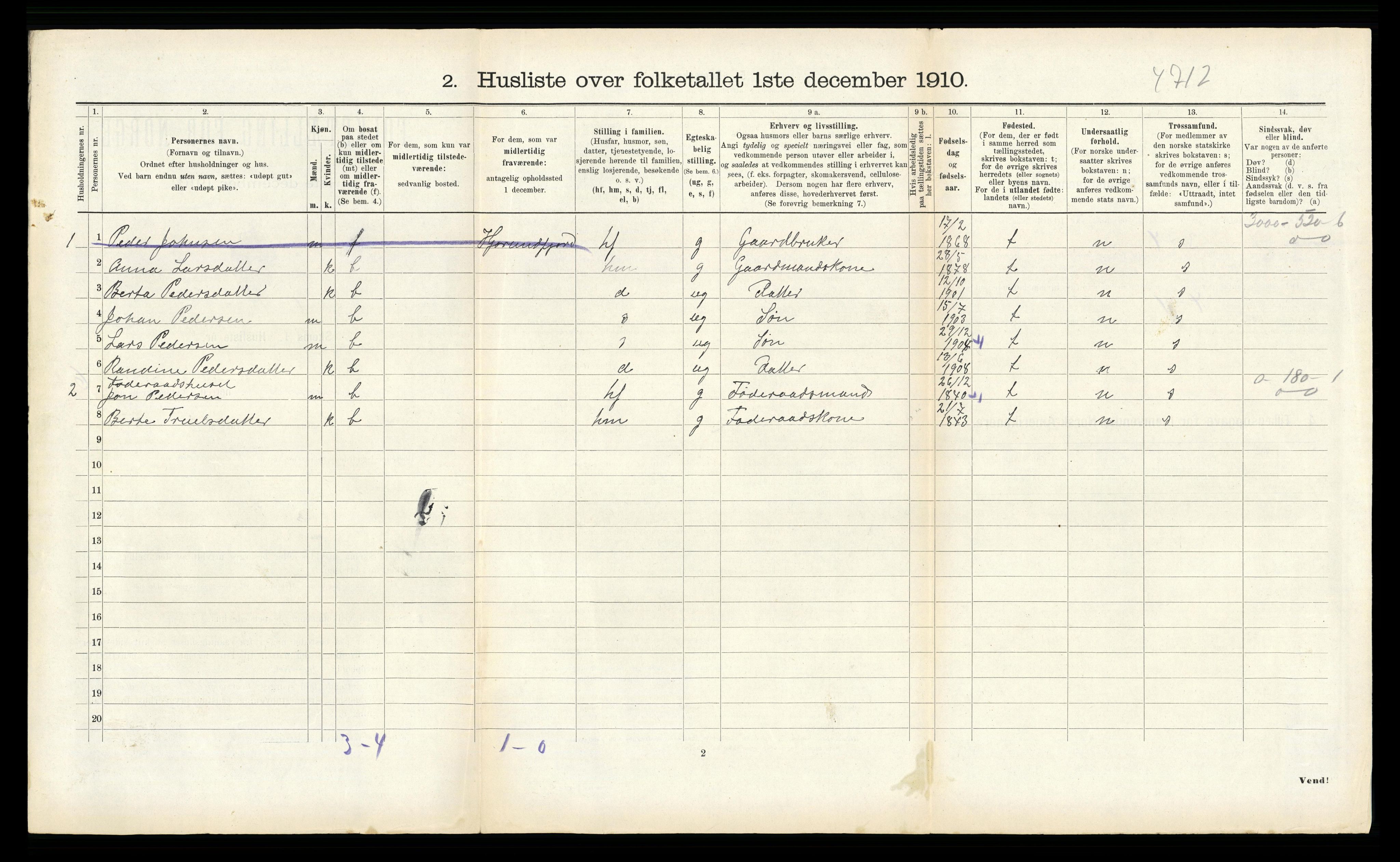 RA, 1910 census for Hjørundfjord, 1910, p. 285