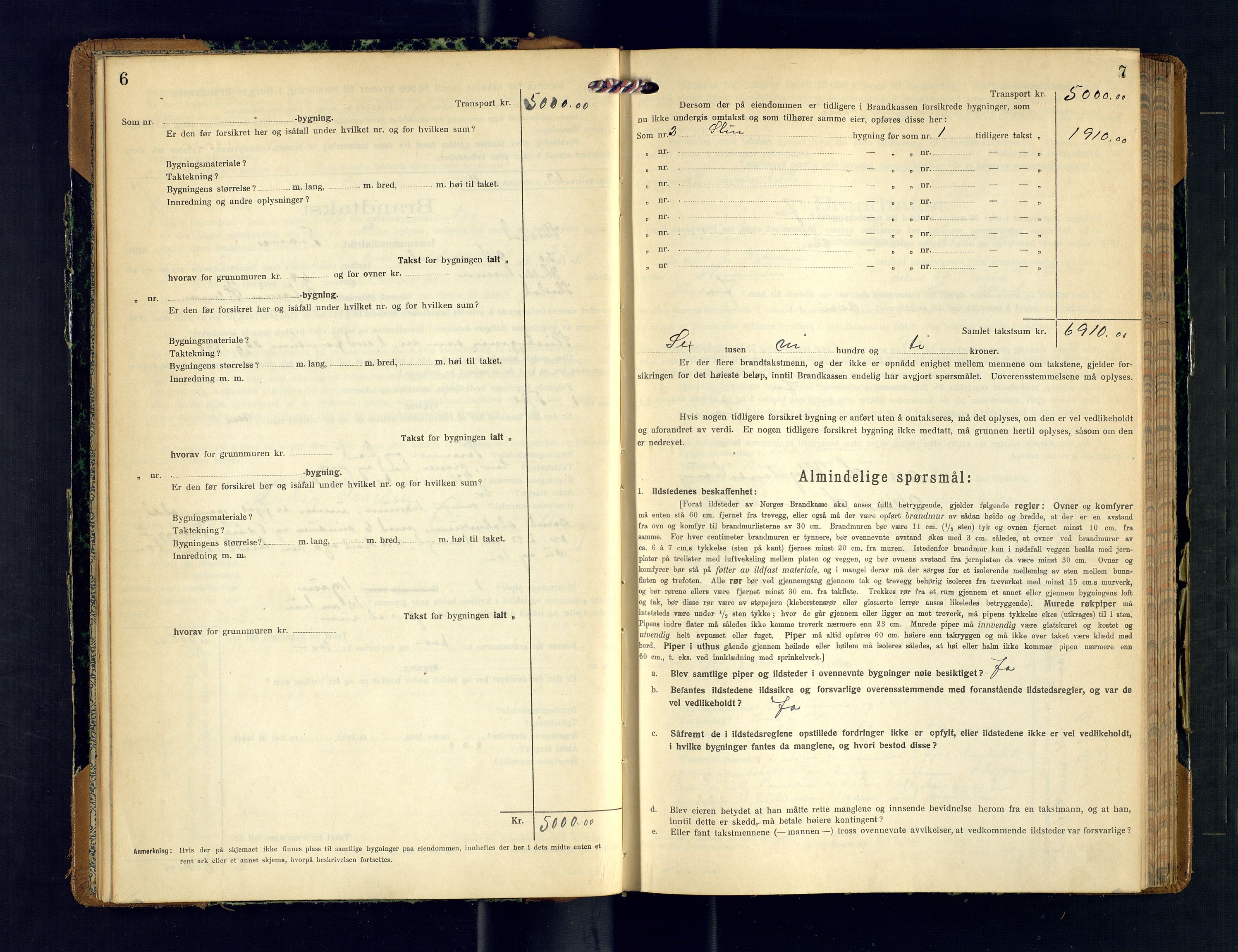 Ibestad lensmannskontor, SATØ/S-1499/F/Fv/Fvh/L0278: Branntakstprotokoller, 1920-1923, p. 6-7