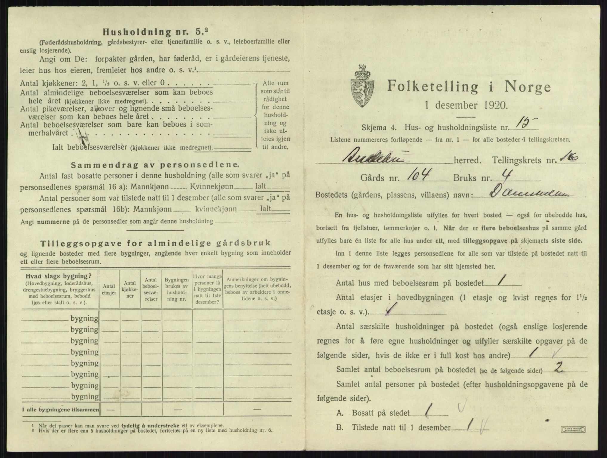 SAKO, 1920 census for Andebu, 1920, p. 900