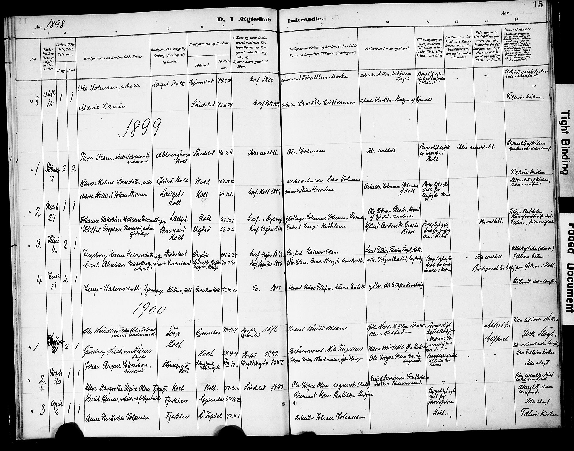 Holt sokneprestkontor, AV/SAK-1111-0021/F/Fa/L0011: Parish register (official) no. A 11, 1880-1931, p. 15