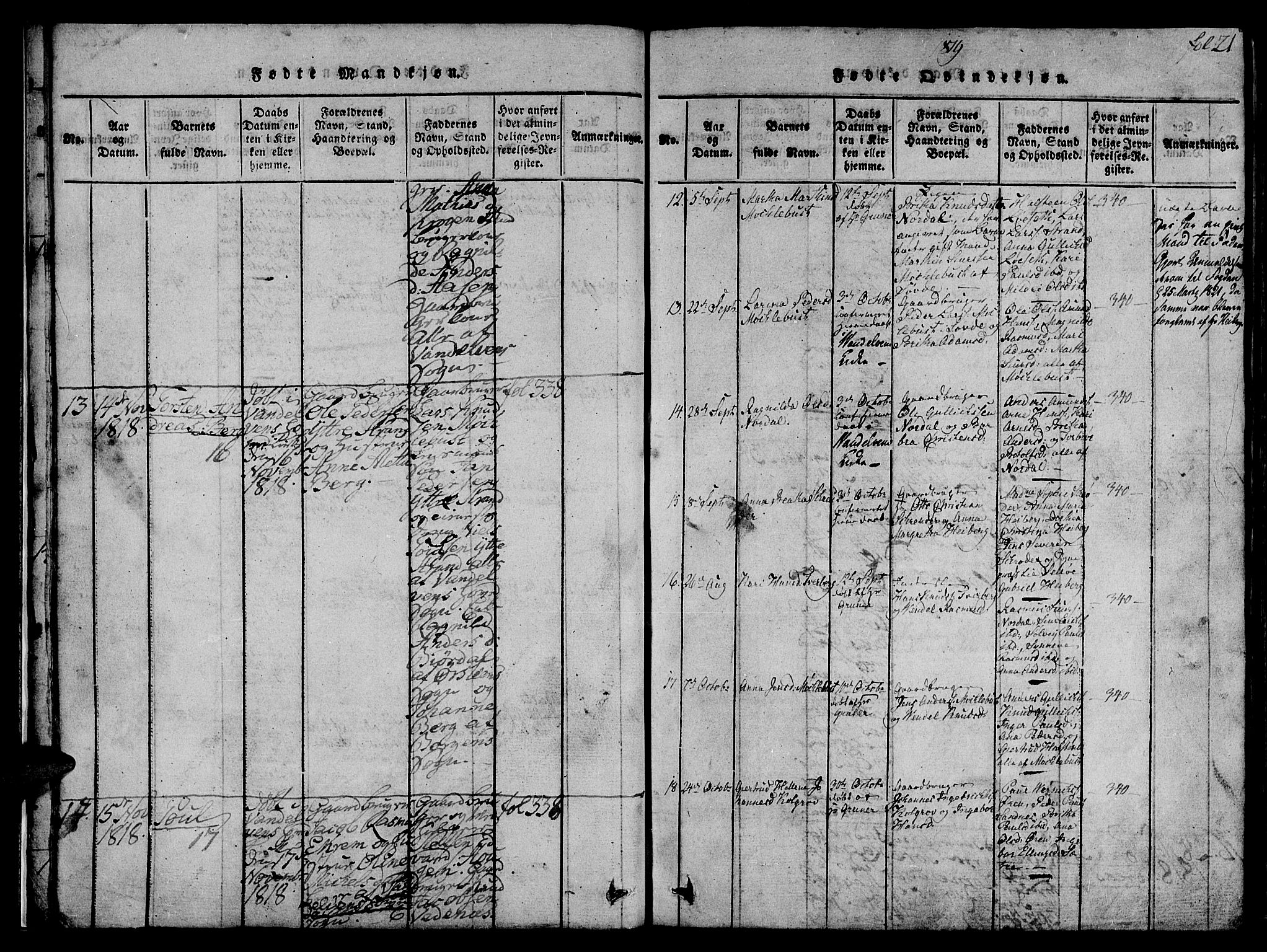Ministerialprotokoller, klokkerbøker og fødselsregistre - Møre og Romsdal, SAT/A-1454/501/L0004: Parish register (official) no. 501A04, 1816-1831, p. 21
