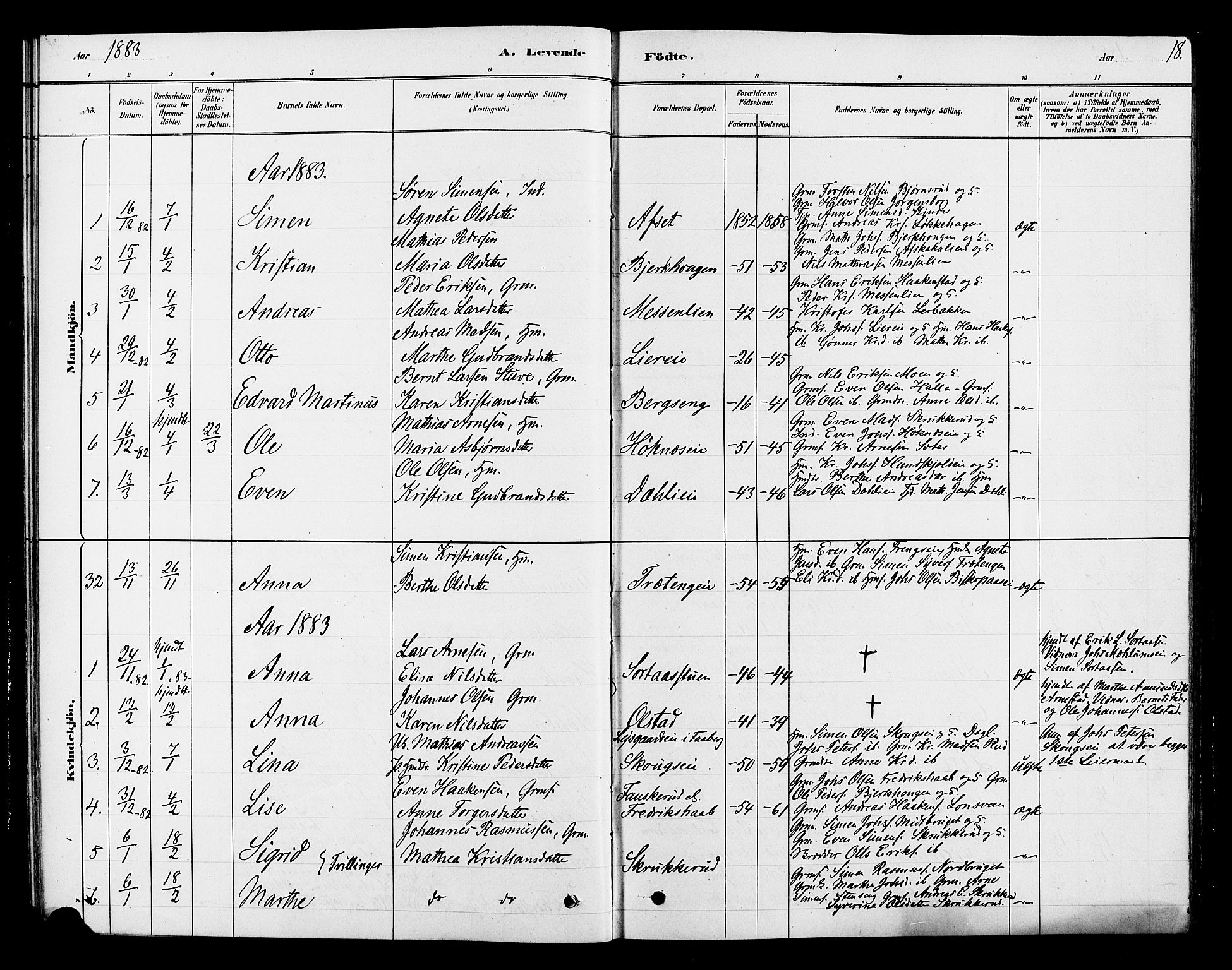 Ringsaker prestekontor, SAH/PREST-014/L/La/L0010: Parish register (copy) no. 10, 1879-1890, p. 18