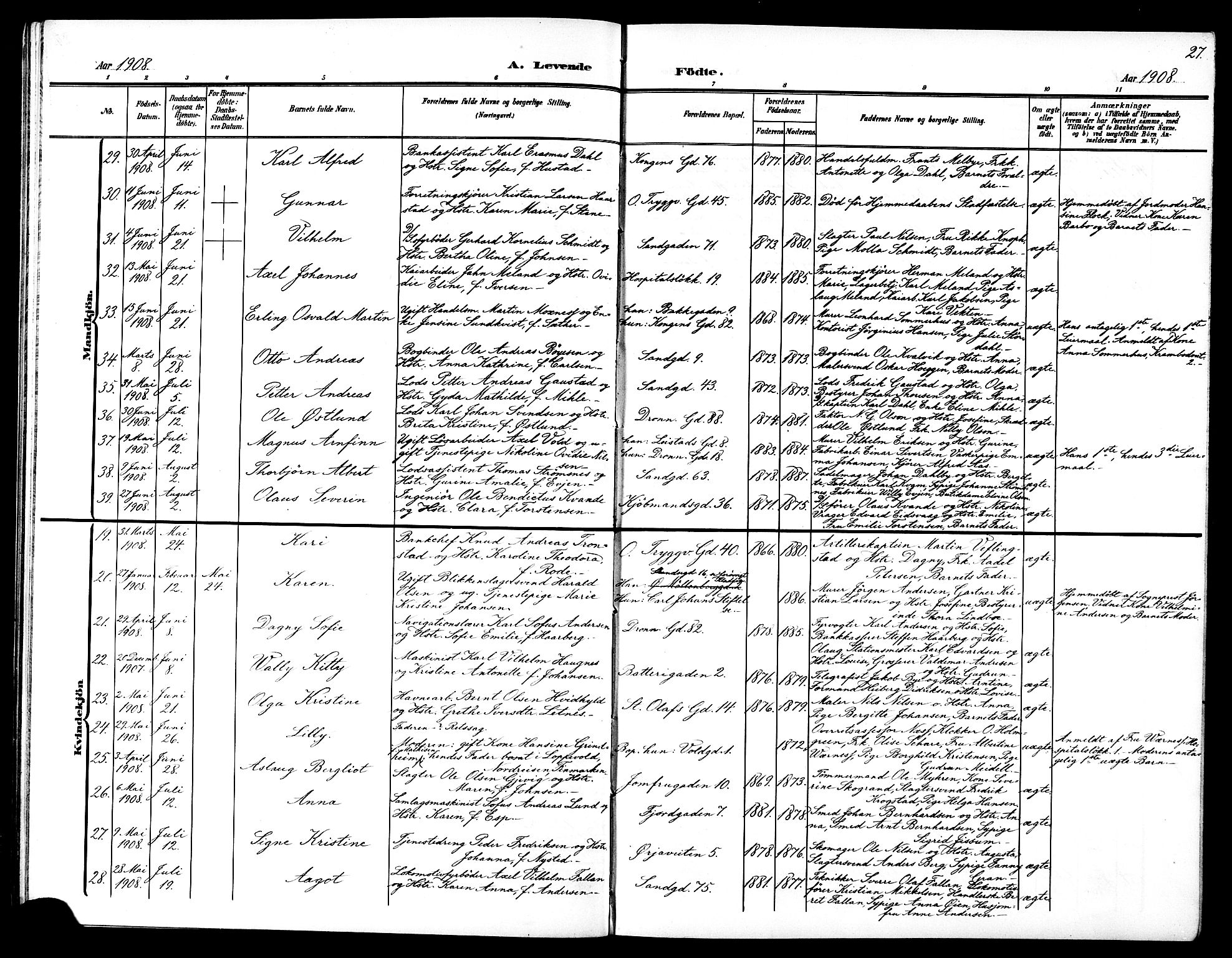 Ministerialprotokoller, klokkerbøker og fødselsregistre - Sør-Trøndelag, SAT/A-1456/602/L0146: Parish register (copy) no. 602C14, 1904-1914, p. 27