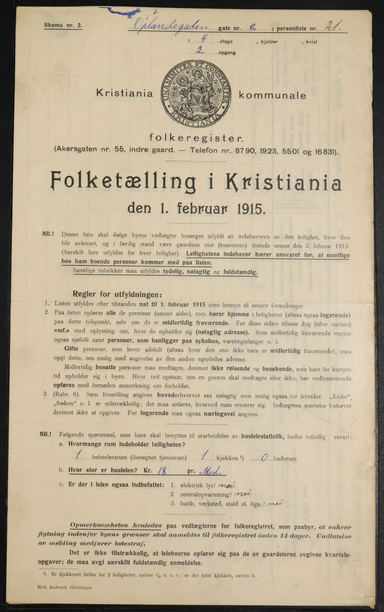 OBA, Municipal Census 1915 for Kristiania, 1915, p. 75256