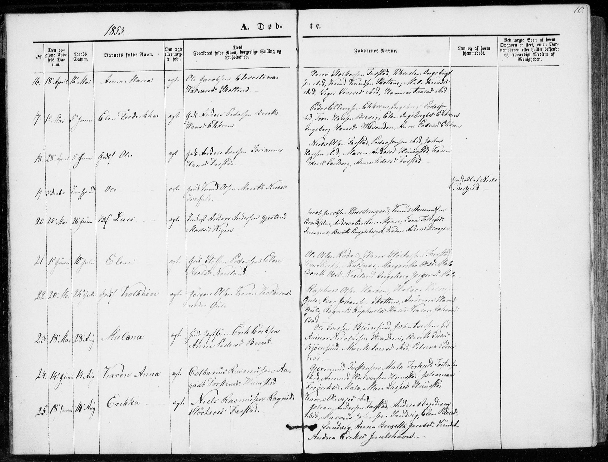 Ministerialprotokoller, klokkerbøker og fødselsregistre - Møre og Romsdal, AV/SAT-A-1454/566/L0767: Parish register (official) no. 566A06, 1852-1868, p. 10