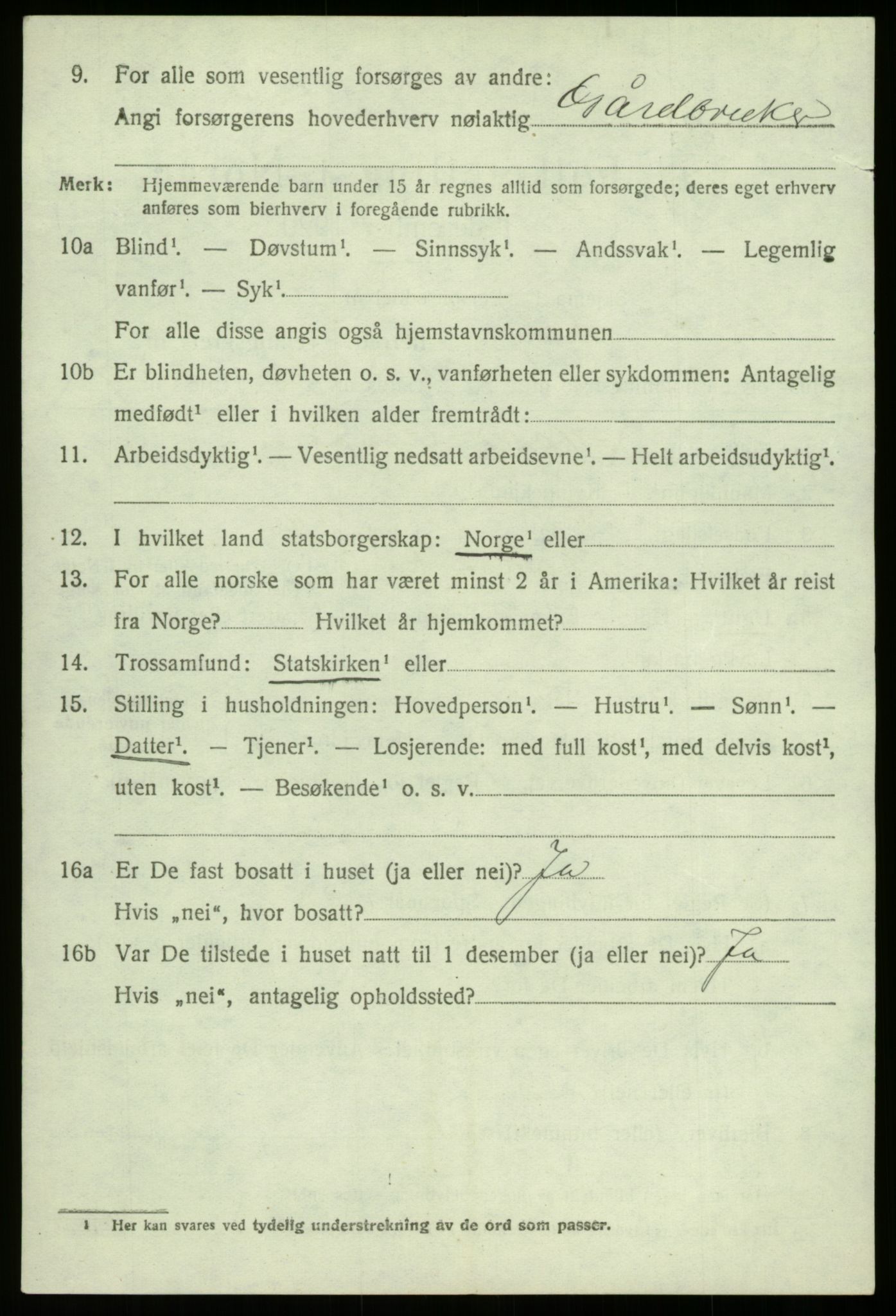 SAB, 1920 census for Lærdal, 1920, p. 2681