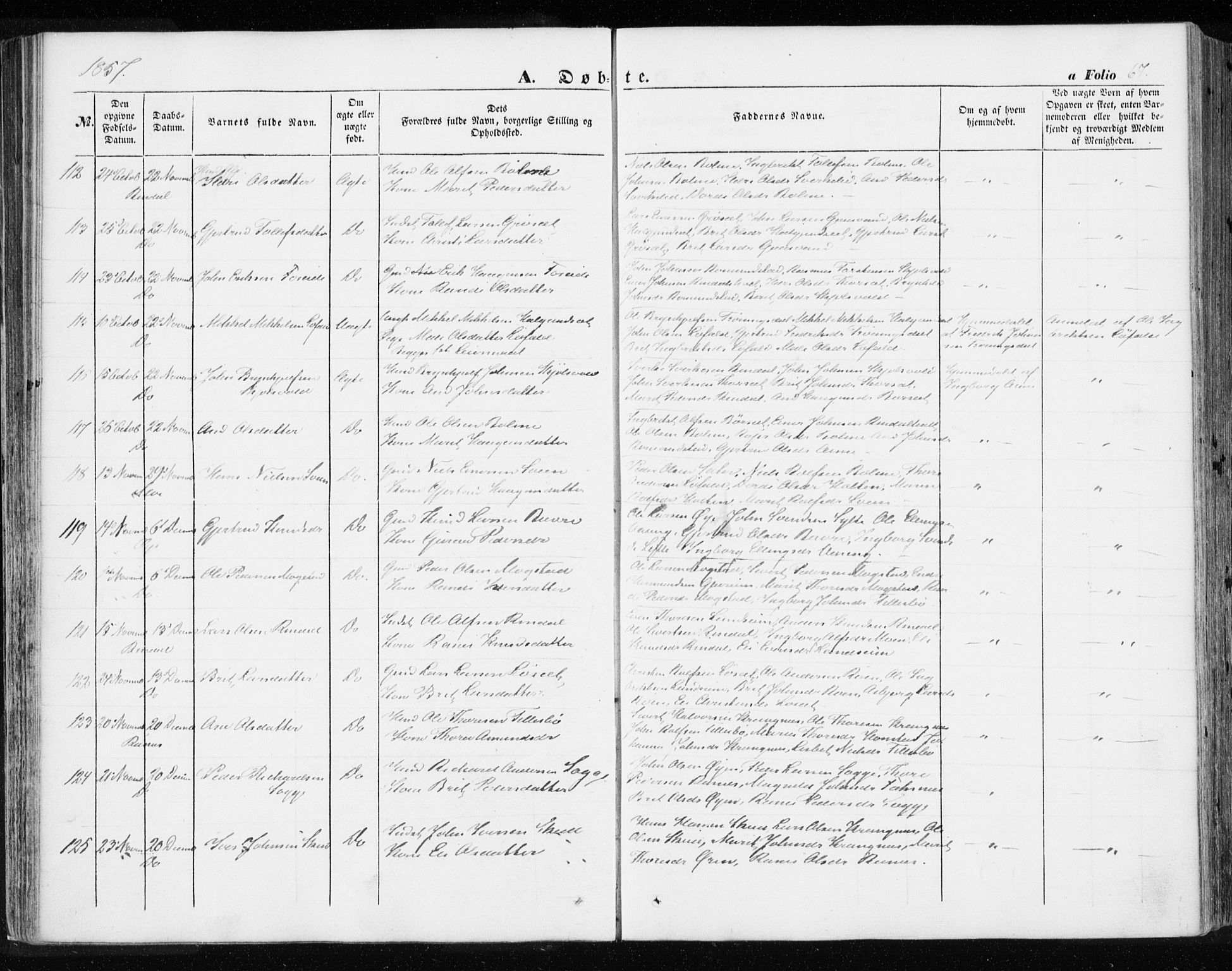 Ministerialprotokoller, klokkerbøker og fødselsregistre - Møre og Romsdal, AV/SAT-A-1454/595/L1044: Parish register (official) no. 595A06, 1852-1863, p. 67