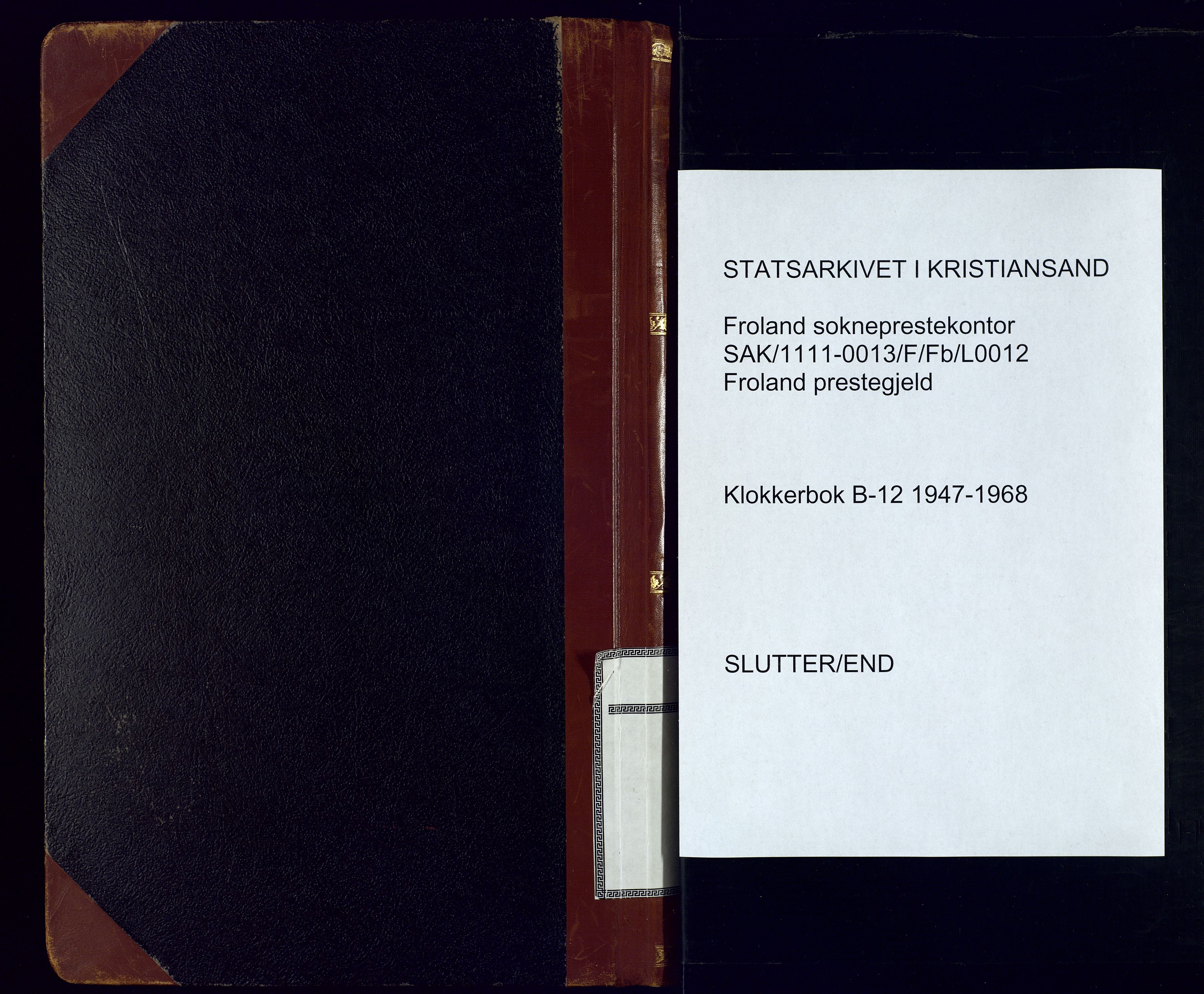 Froland sokneprestkontor, AV/SAK-1111-0013/F/Fb/L0012: Parish register (copy) no. B-12, 1947-1968