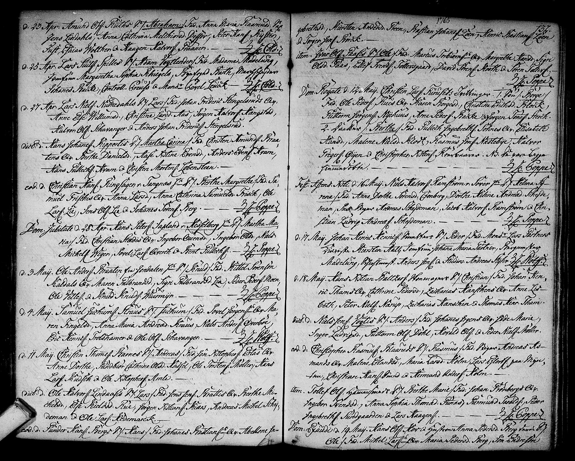 Kongsberg kirkebøker, SAKO/A-22/F/Fa/L0004: Parish register (official) no. I 4, 1756-1768, p. 132