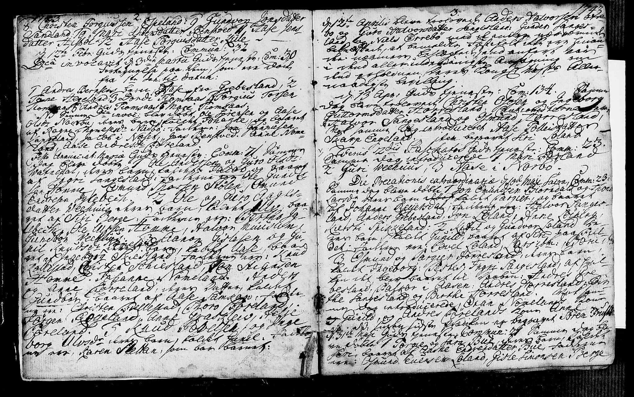 Vennesla sokneprestkontor, AV/SAK-1111-0045/Fa/Fac/L0001: Parish register (official) no. A 1, 1743-1784, p. 2-3