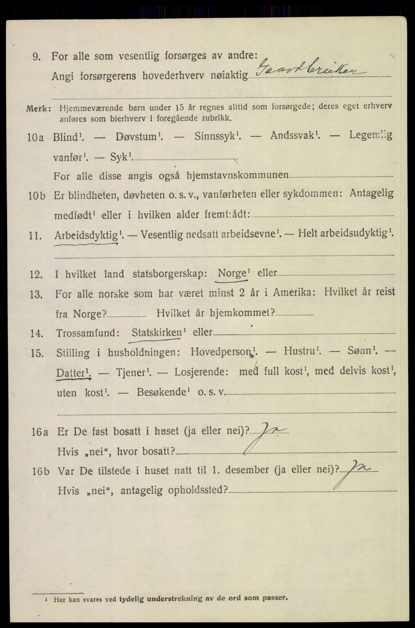 SAH, 1920 census for Tolga, 1920, p. 6868