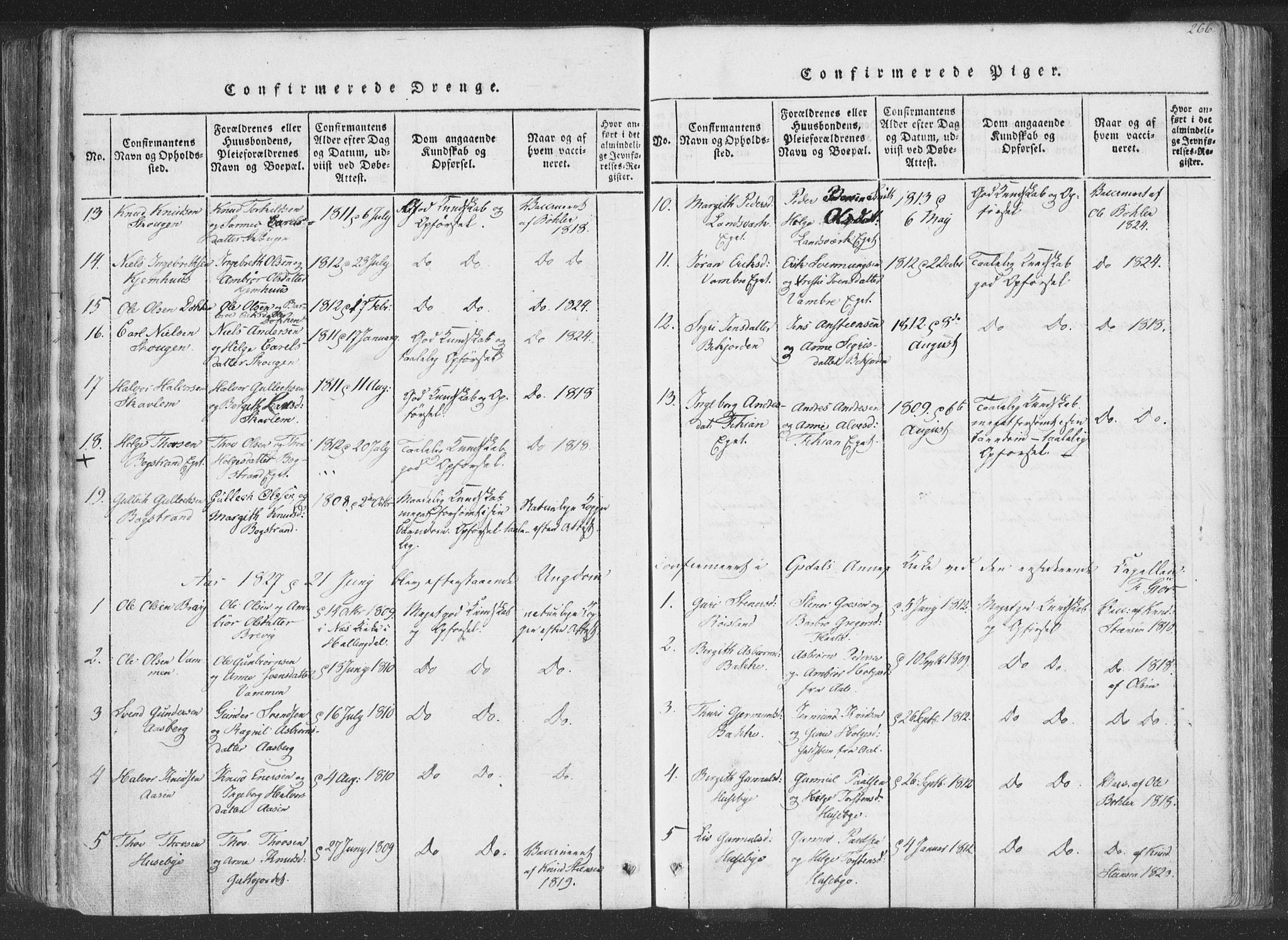 Rollag kirkebøker, AV/SAKO-A-240/F/Fa/L0006: Parish register (official) no. I 6, 1814-1828, p. 266