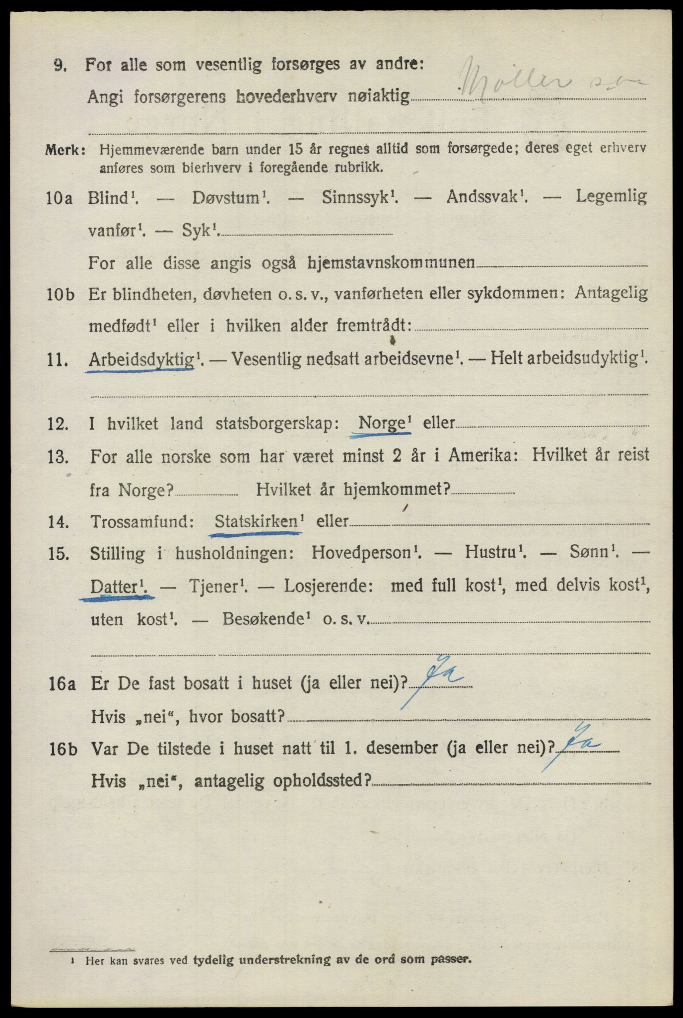 SAO, 1920 census for Nes, 1920, p. 9663