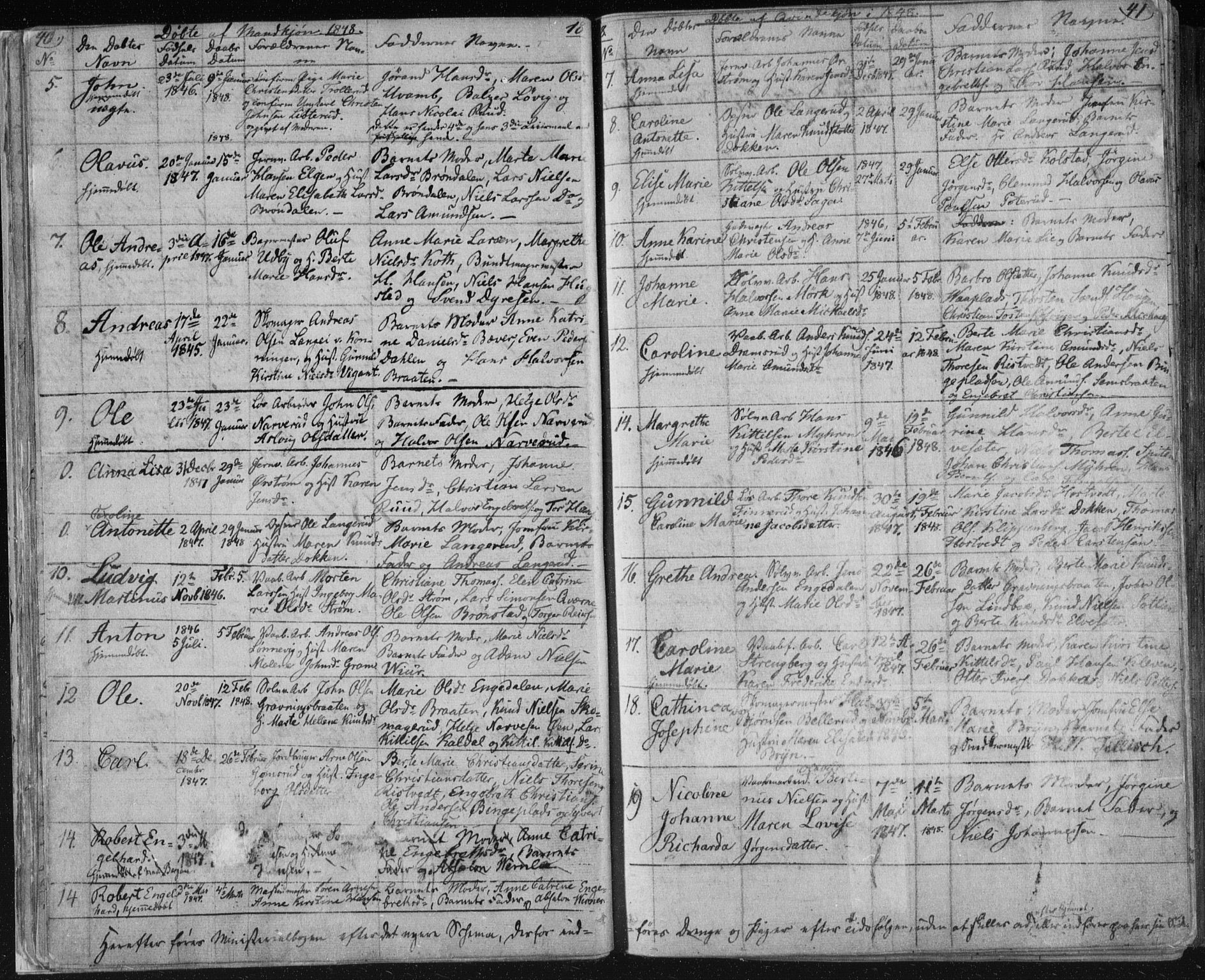 Kongsberg kirkebøker, AV/SAKO-A-22/F/Fa/L0009: Parish register (official) no. I 9, 1839-1858, p. 40-41