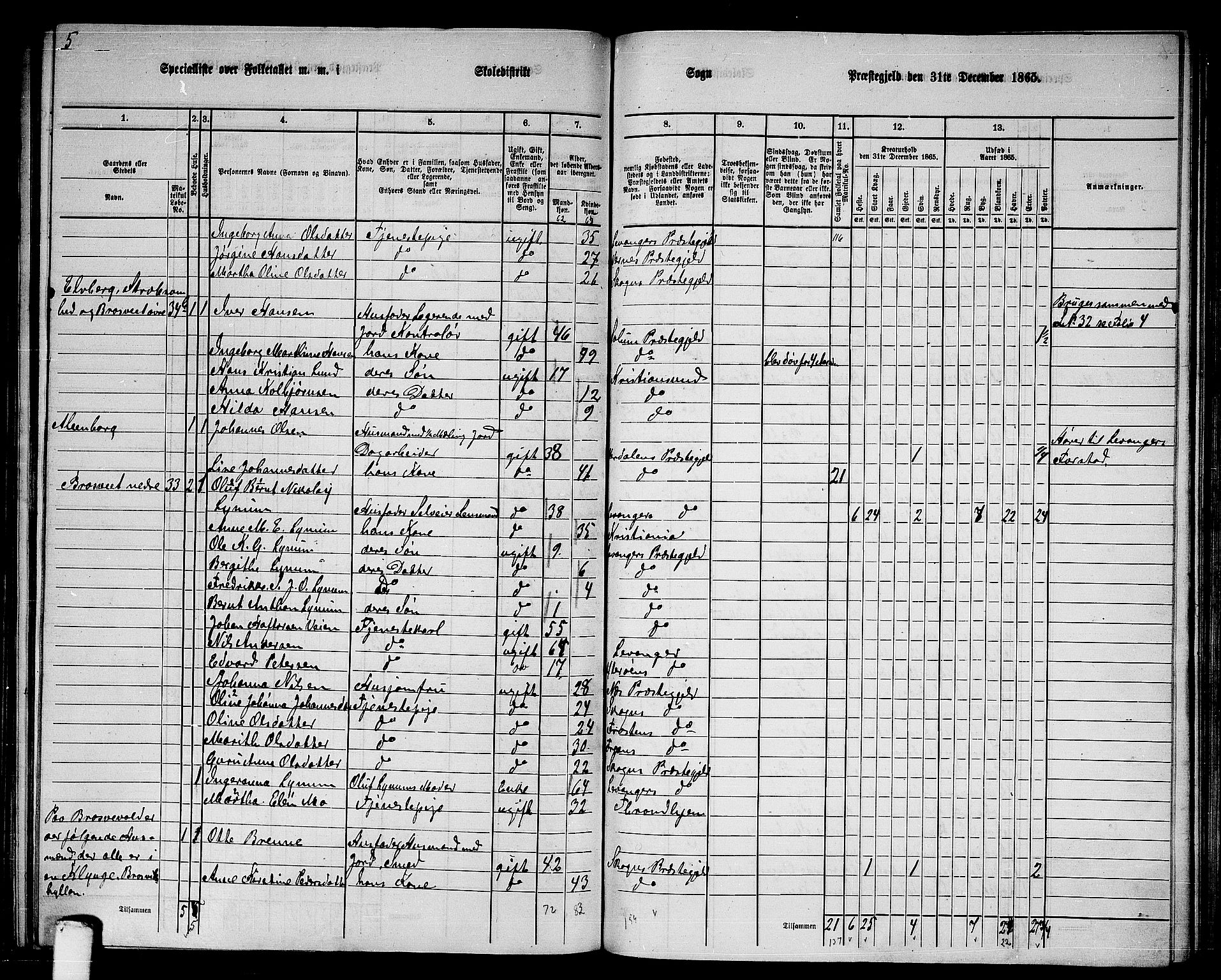 RA, 1865 census for Levanger/Levanger, 1865, p. 31