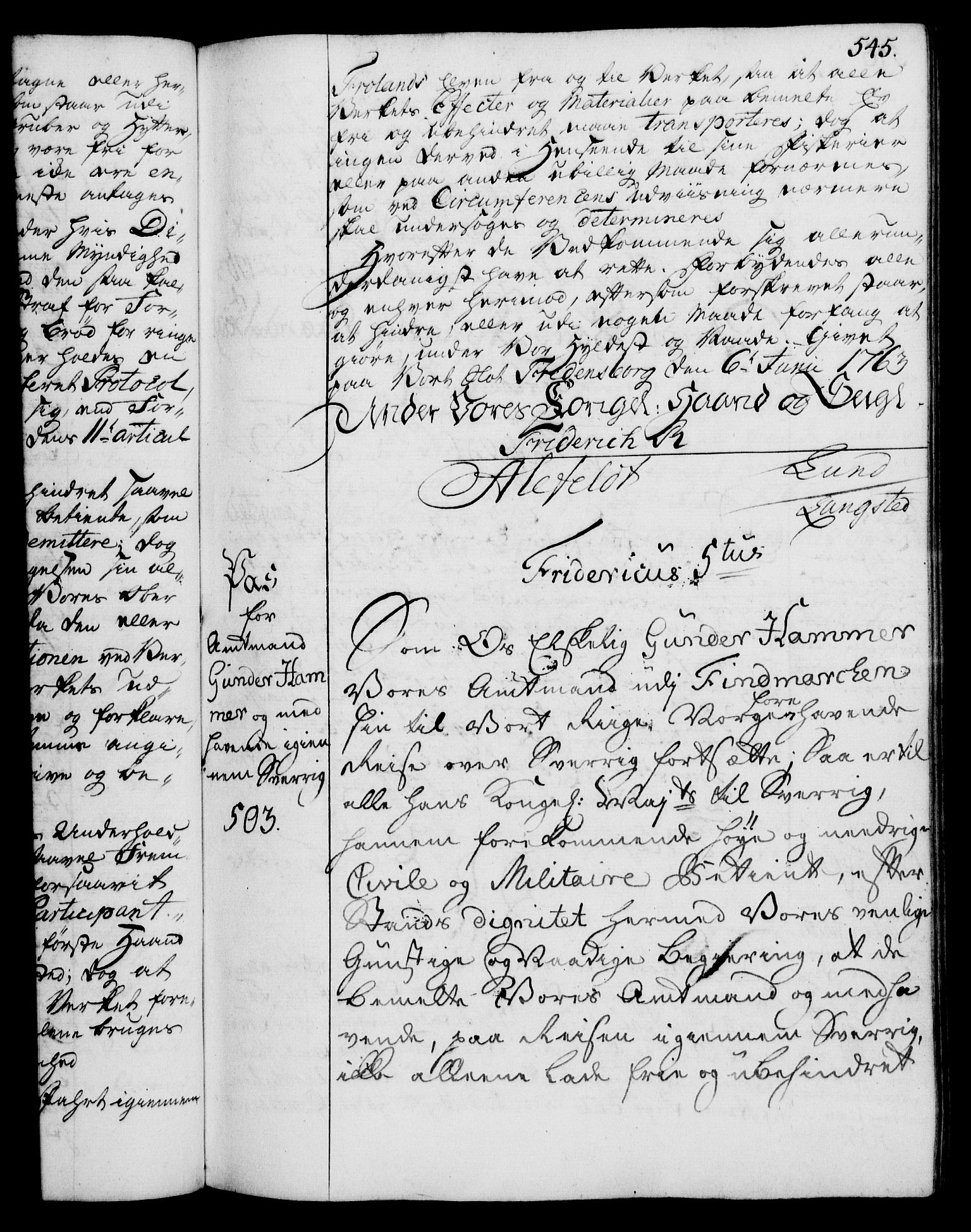 Rentekammeret, Kammerkanselliet, RA/EA-3111/G/Gg/Gga/L0007: Norsk ekspedisjonsprotokoll med register (merket RK 53.7), 1759-1768, p. 545
