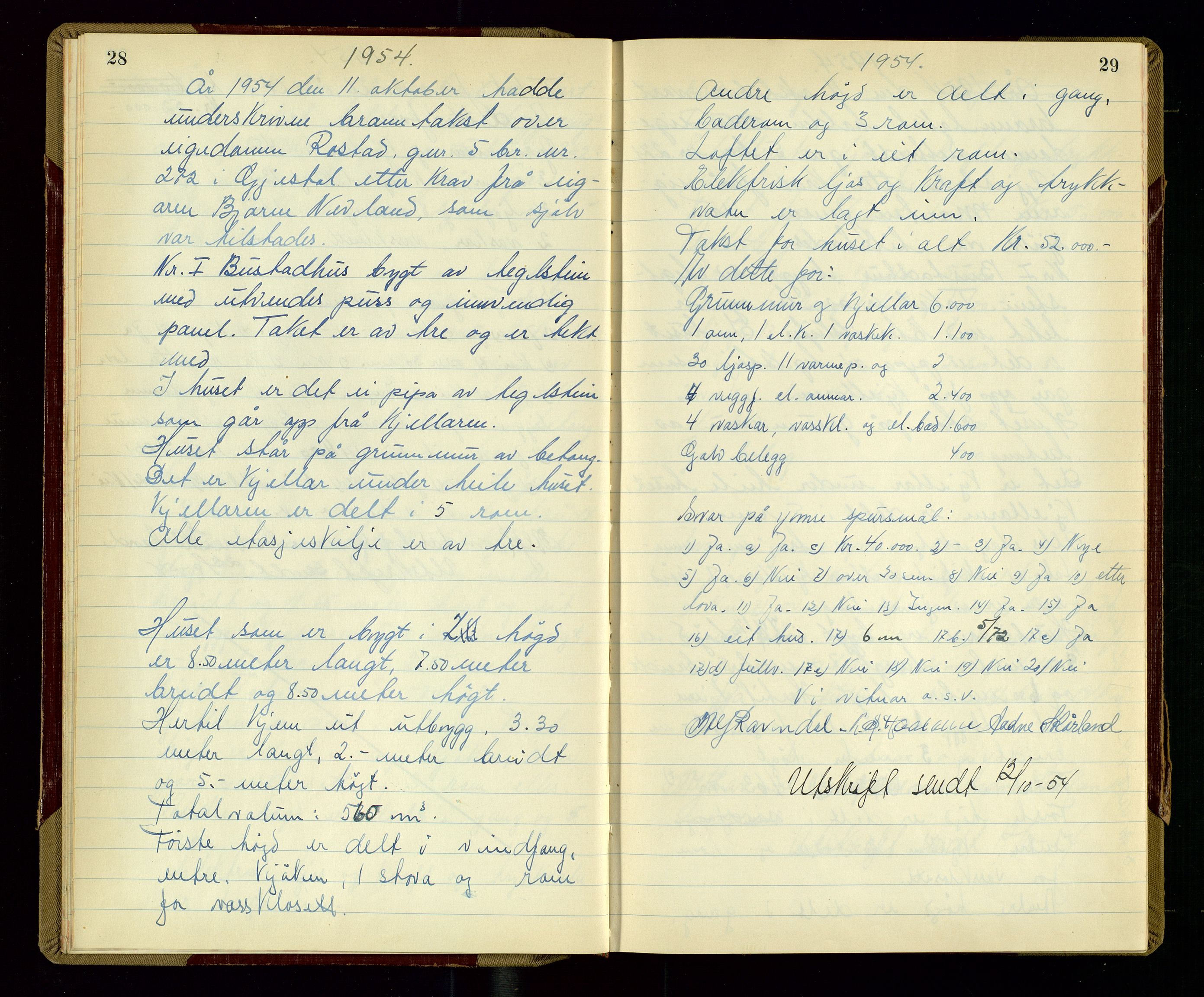 Gjesdal lensmannskontor, AV/SAST-A-100441/Go/L0006: Branntakstprotokoll, 1954-1955, p. 28-29