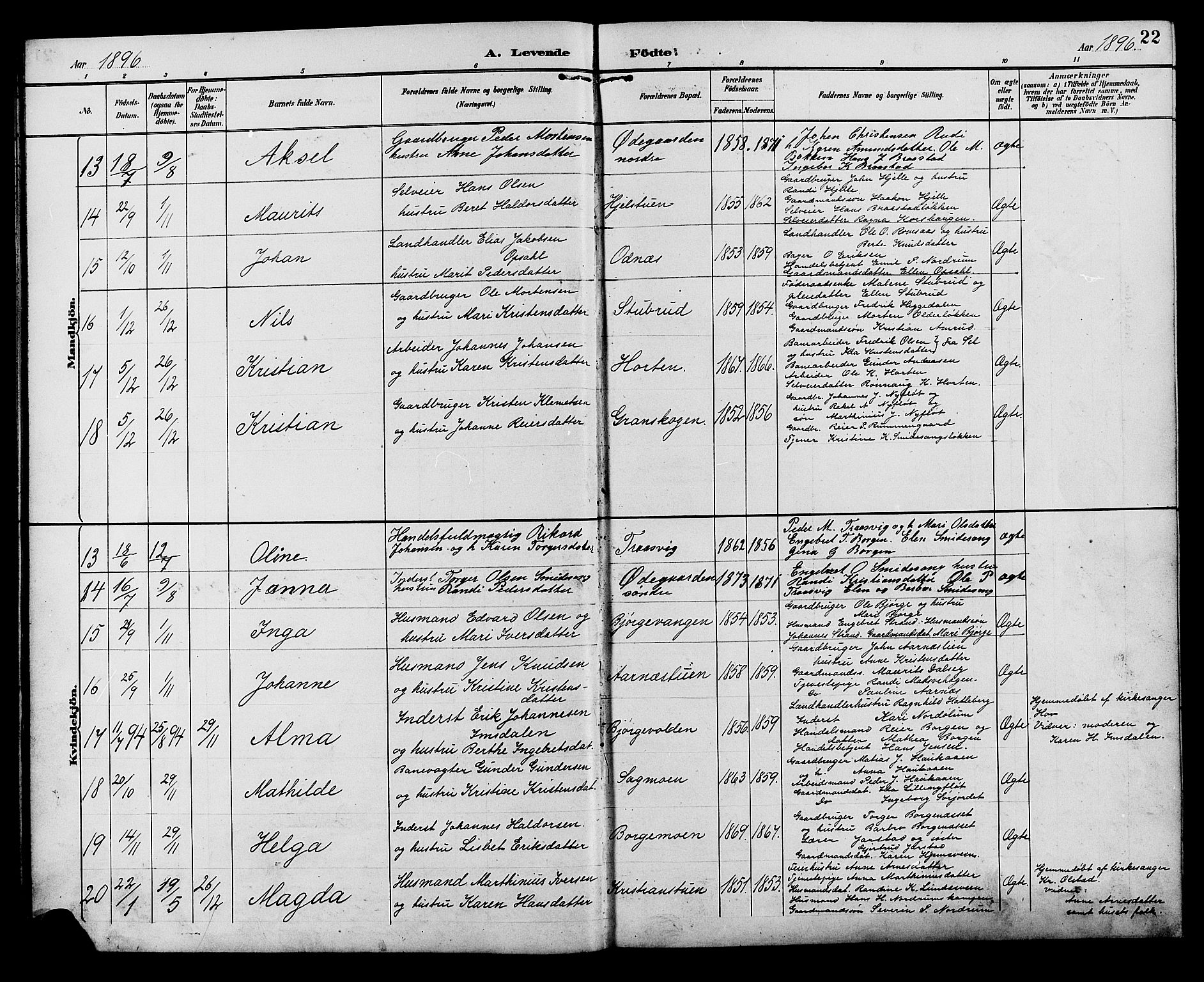 Ringebu prestekontor, AV/SAH-PREST-082/H/Ha/Hab/L0007: Parish register (copy) no. 7, 1890-1910, p. 22