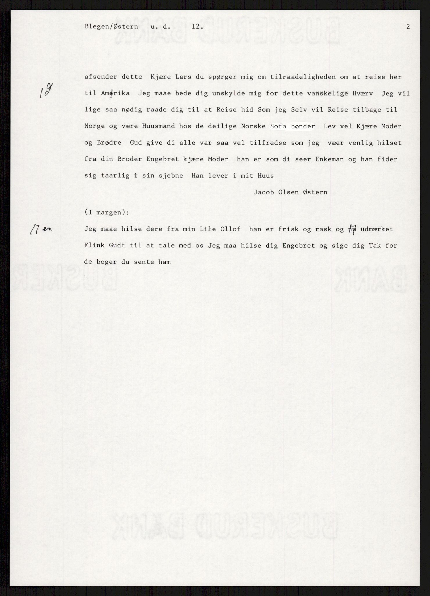 Samlinger til kildeutgivelse, Amerikabrevene, AV/RA-EA-4057/F/L0004: Innlån fra Akershus: Amundsenarkivet - Breen, 1838-1914, p. 204